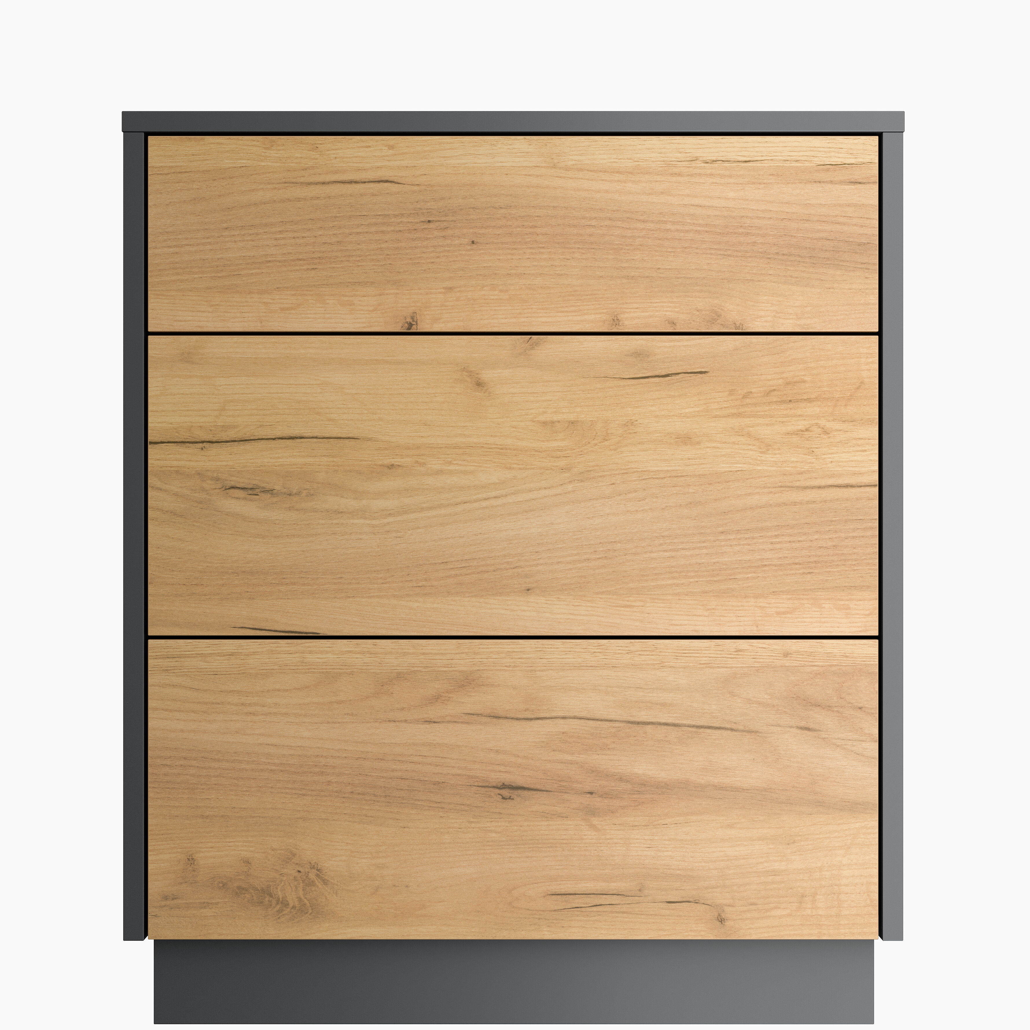 Design Nachttisch Lux L 60cm stehend, 3 Pushauszüge Grafit