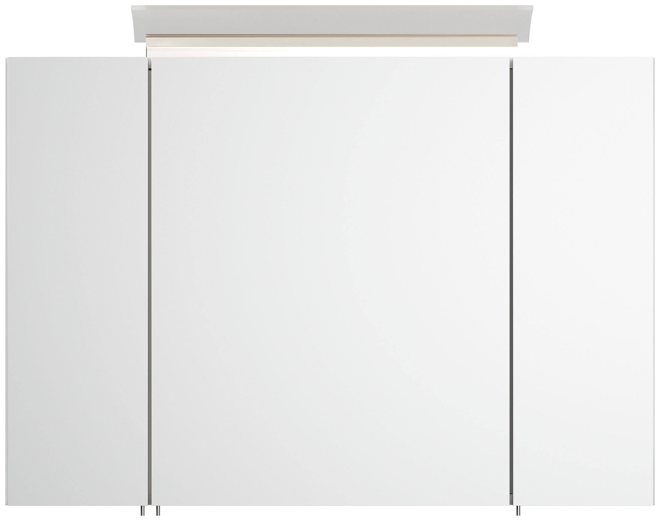Spiegelschrank 90cm inkl. Design LED-Lampe und Glasböden weiss hochglanz