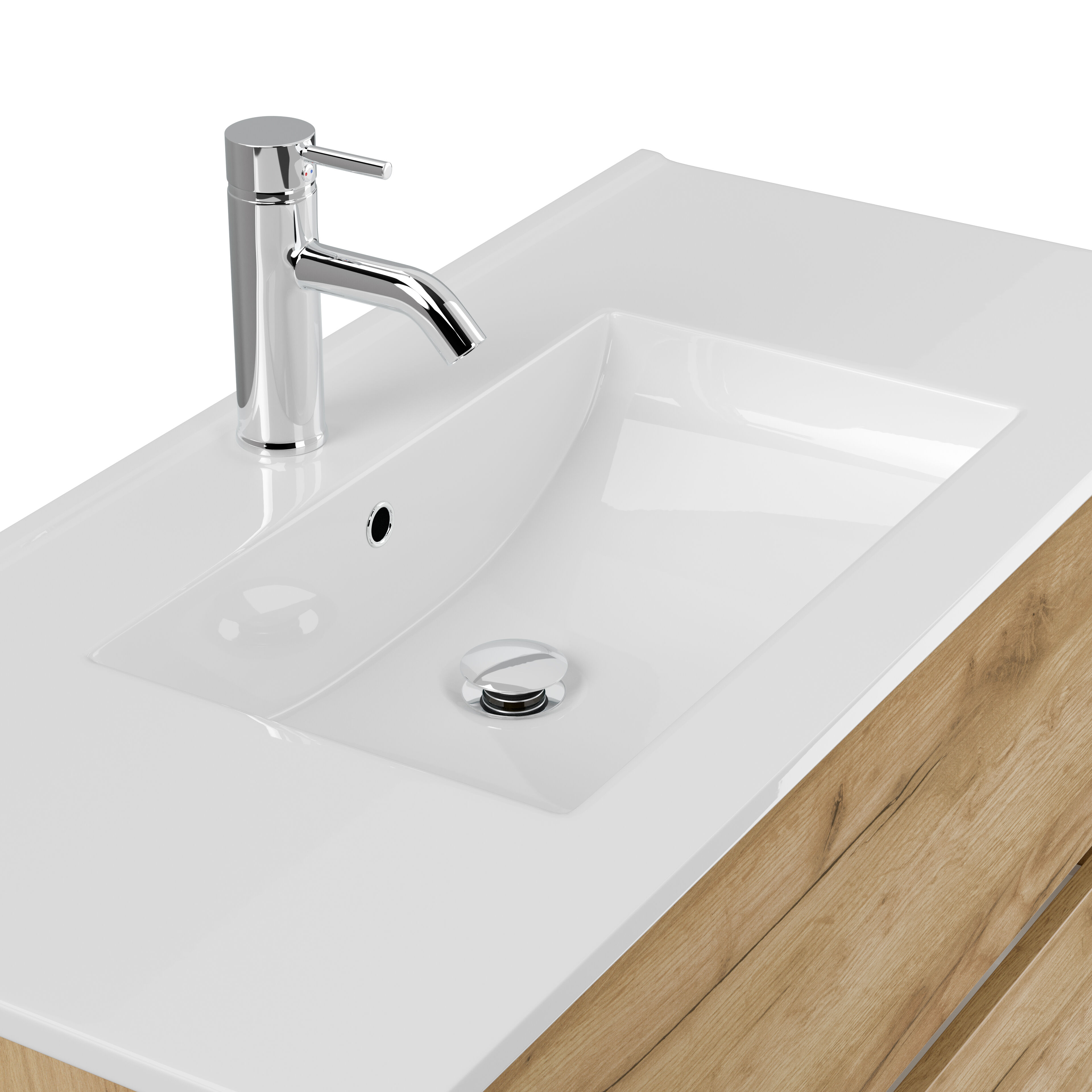 Badmöbel Set Taifun 4tlg. 100 cm mit Spiegelschrank & 2x Seitenschrank weiß Hgl