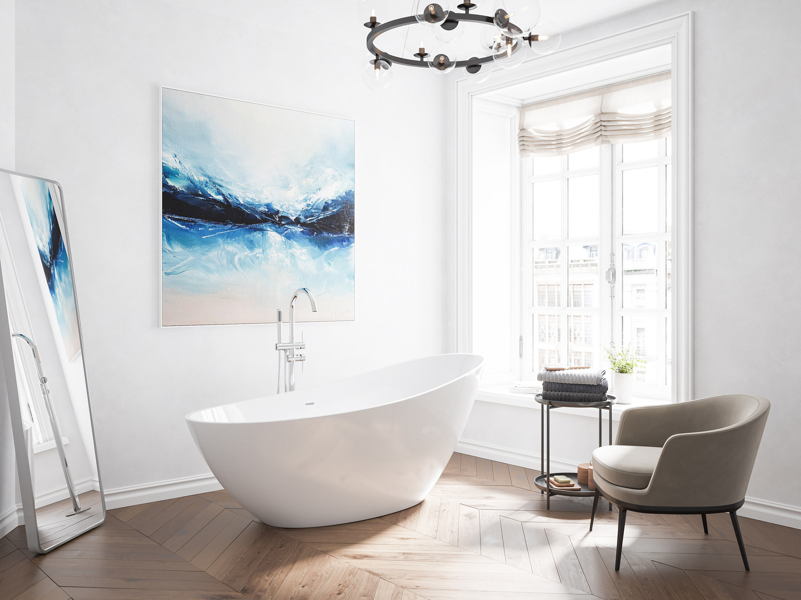 Freistehende Badewanne OASIS 180 Mineralguss Weiß glänzend