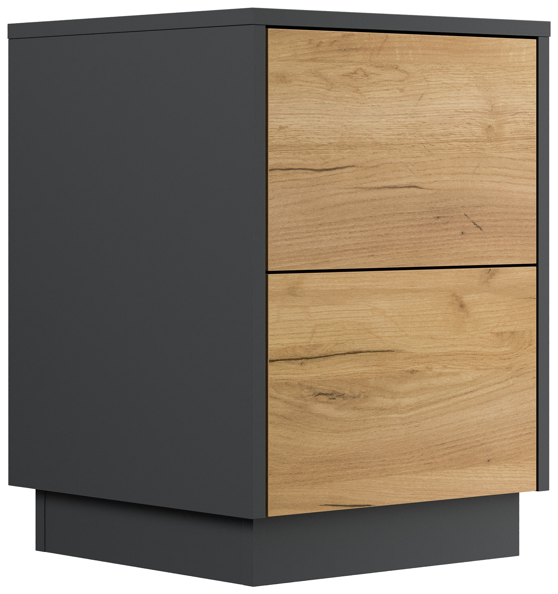 Design Nachttisch Concepto S 40cm stehend, 2 Pushauszüge Grafit Eiche