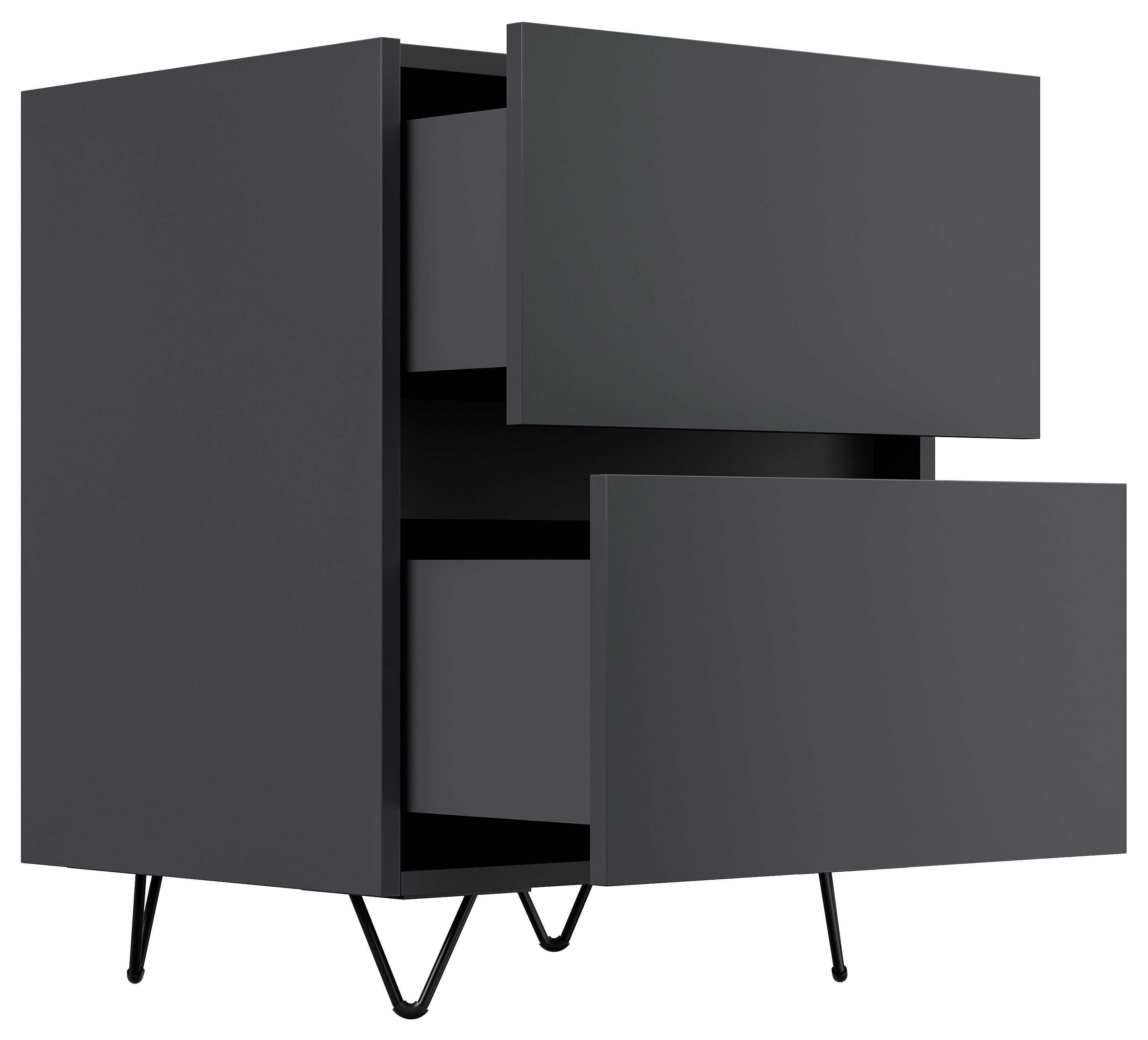 Nachttisch Yako 50cm 2 SoftClose stehend Weiß & Eiche Front