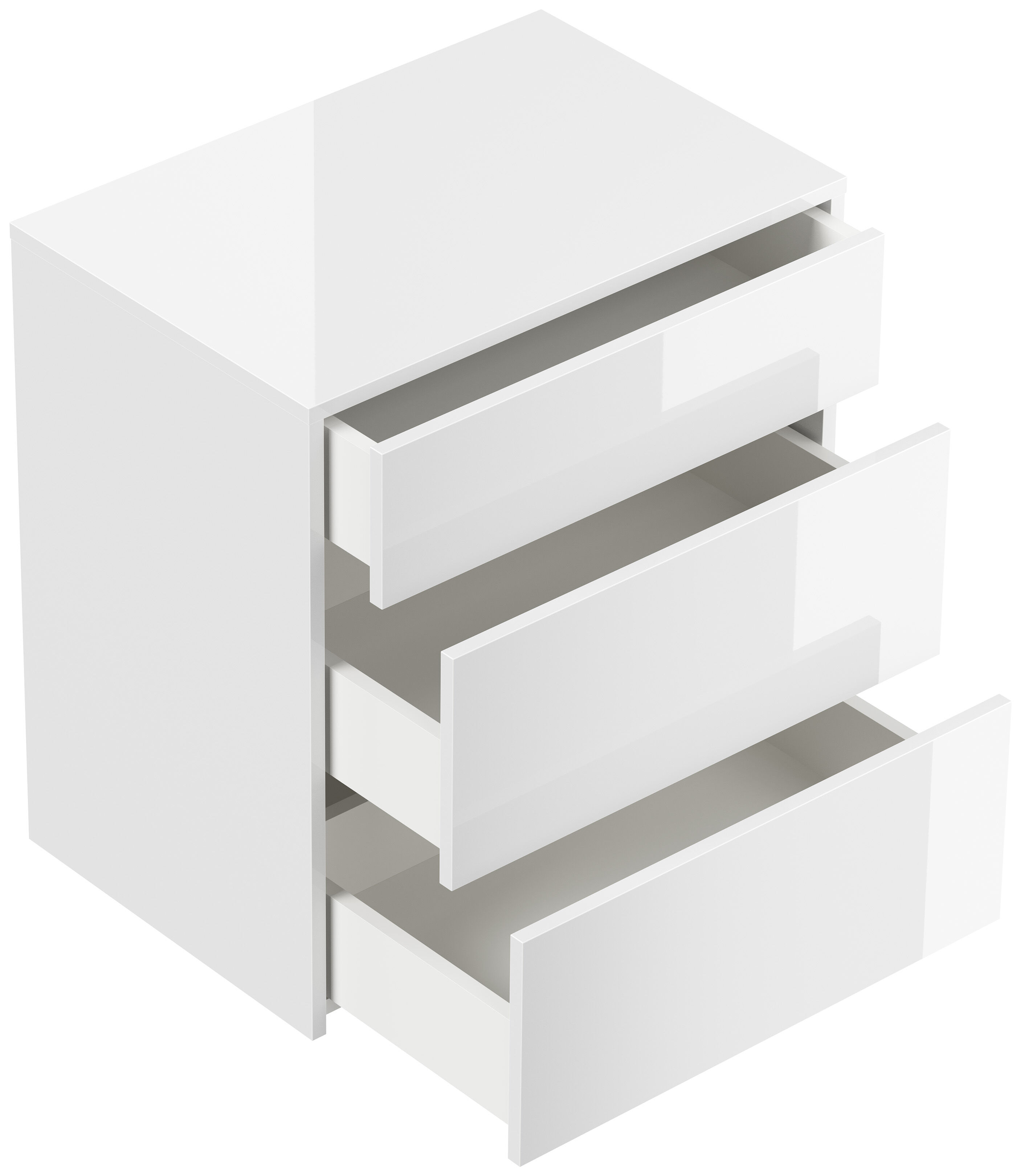 Design Nachttisch Lux L 60cm hängend, 3 Pushauszüge Weiß Hgl