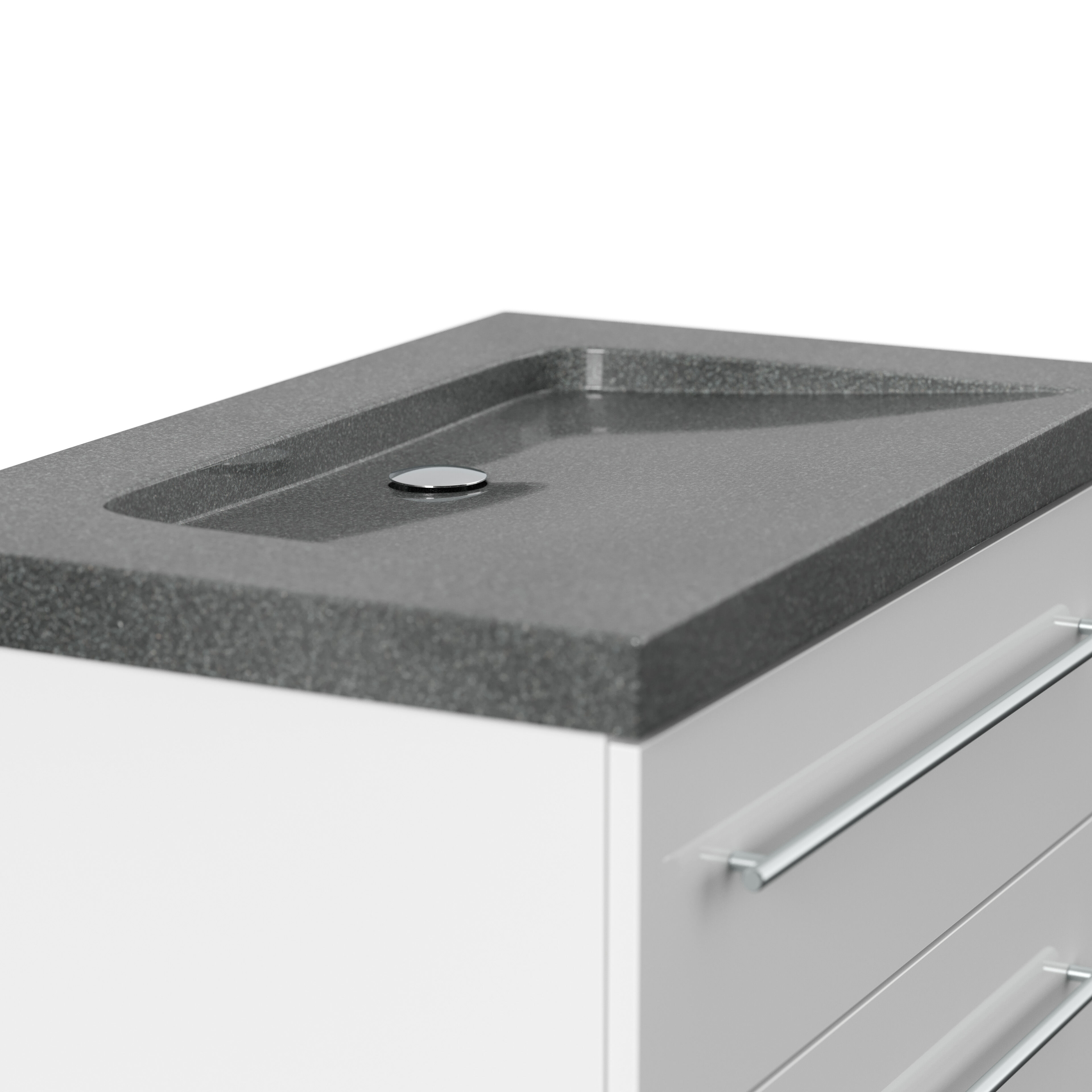 Badmöbel Granit G654 Damo 75 cm ohne Hahnloch SoftClose weiß hochglanz