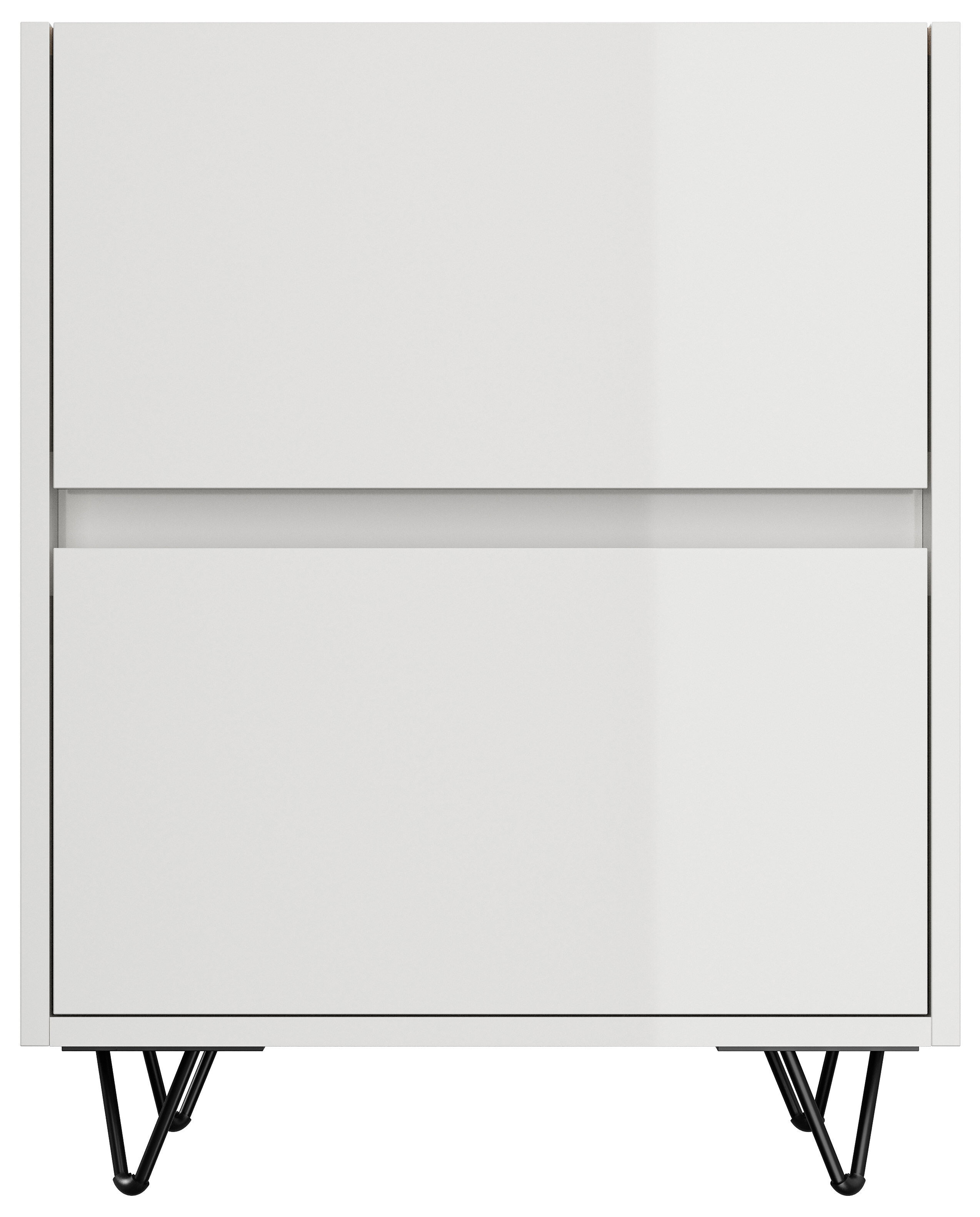 Nachttisch Yako 50cm 2 SoftClose stehend Weiß & Eiche Front