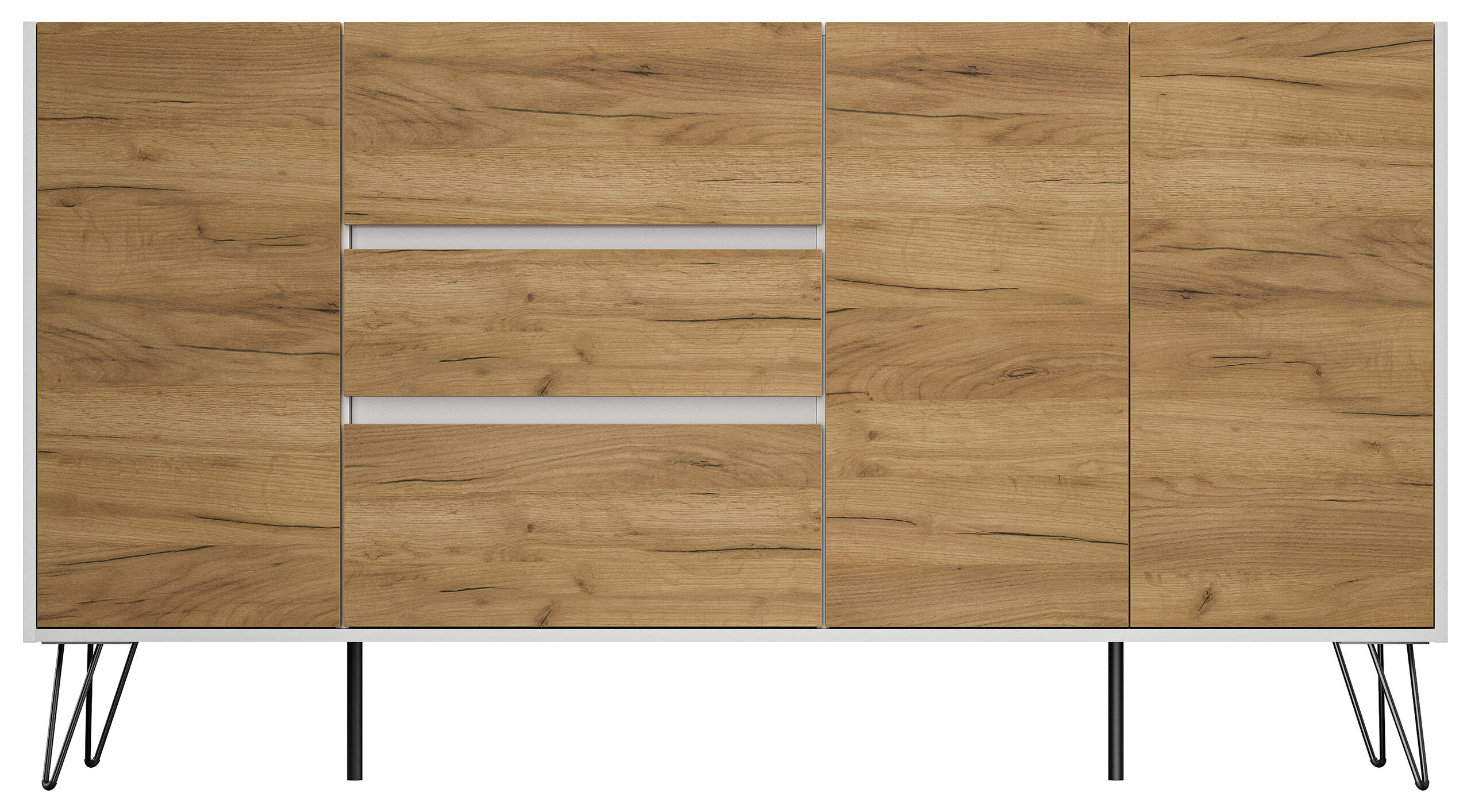 Design Sideboard Kommode Zuma 180cm Greifraum 3 SoftClose 3 Türen Weiß hochglanz