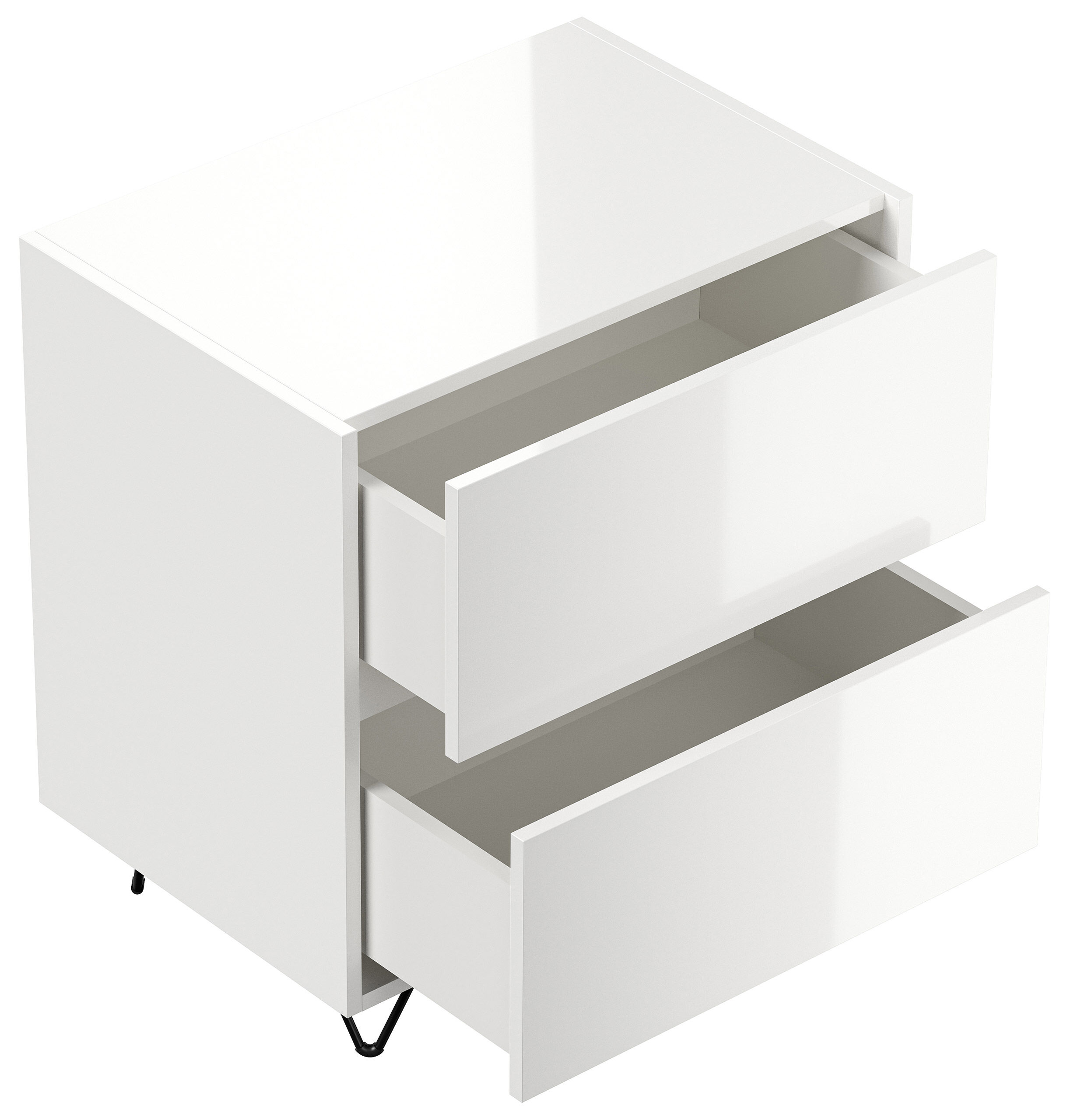 Nachttisch Yako 60cm 2 SoftClose stehend Weiß & Eiche Top