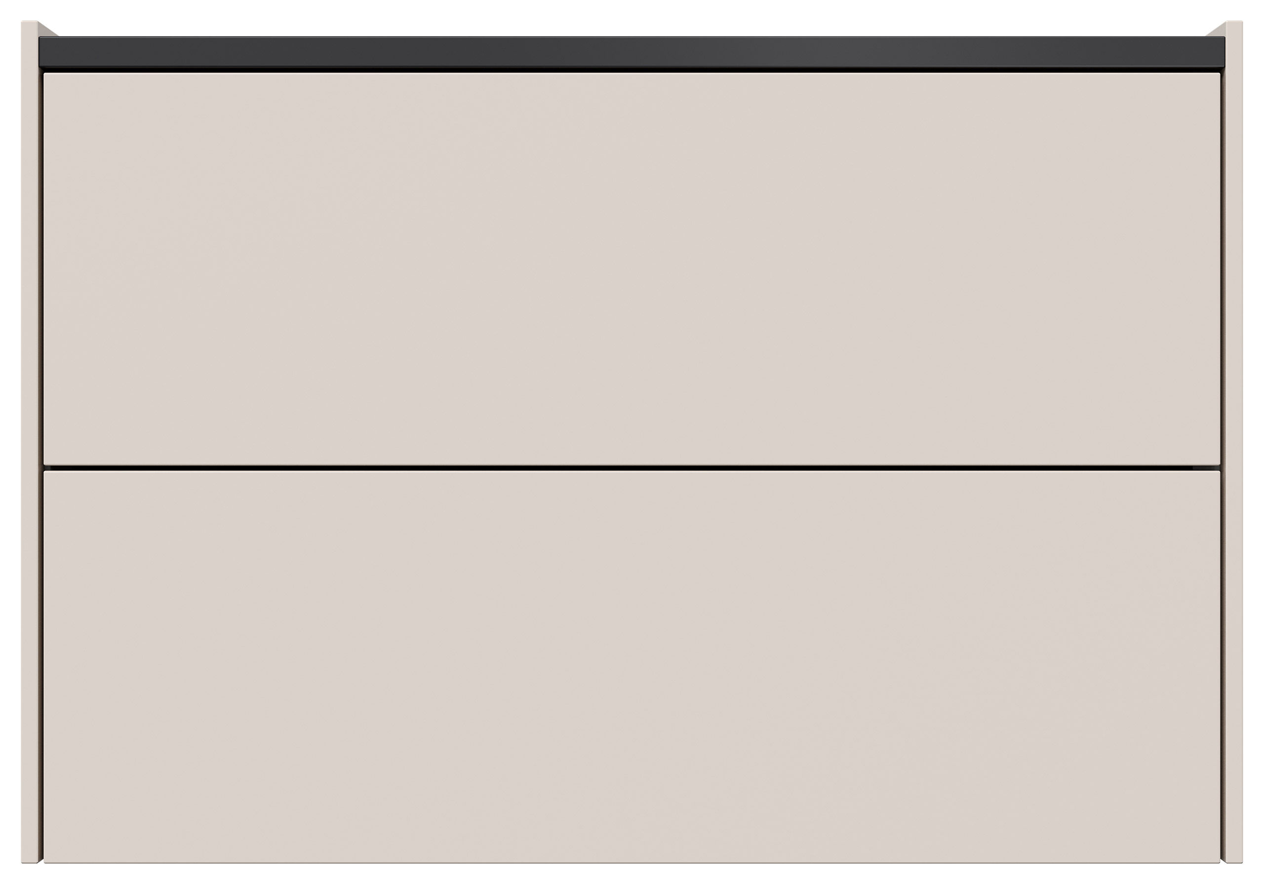 Design Nachttisch Kommode Somnia XL 70cm, 2 Pushauszüge lackiert Creme Grafit