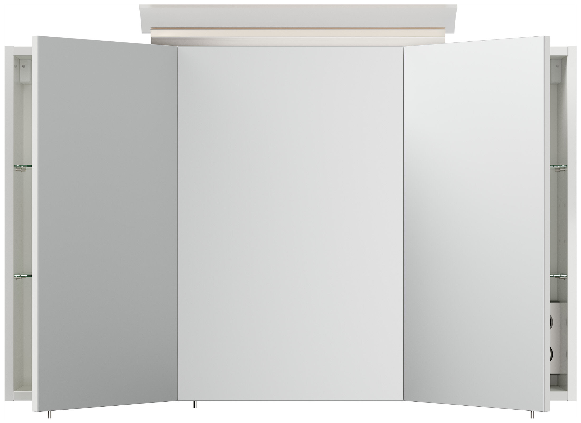 Spiegelschrank 100cm inkl. Design LED-Lampe und Glasböden grafit