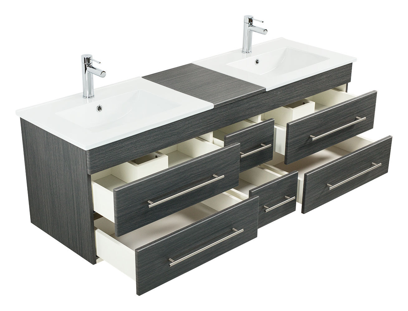 Badmöbel Milano XL 172cm Doppel- Waschtisch SoftClose weiss hochglanz