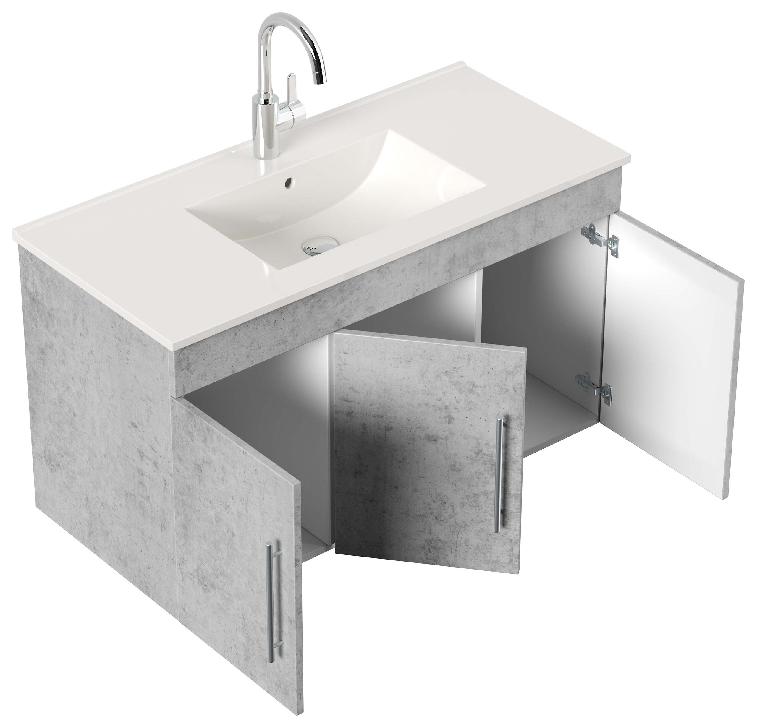 Badmöbel Venezia beton Waschtisch mit 3 Softclose Türen