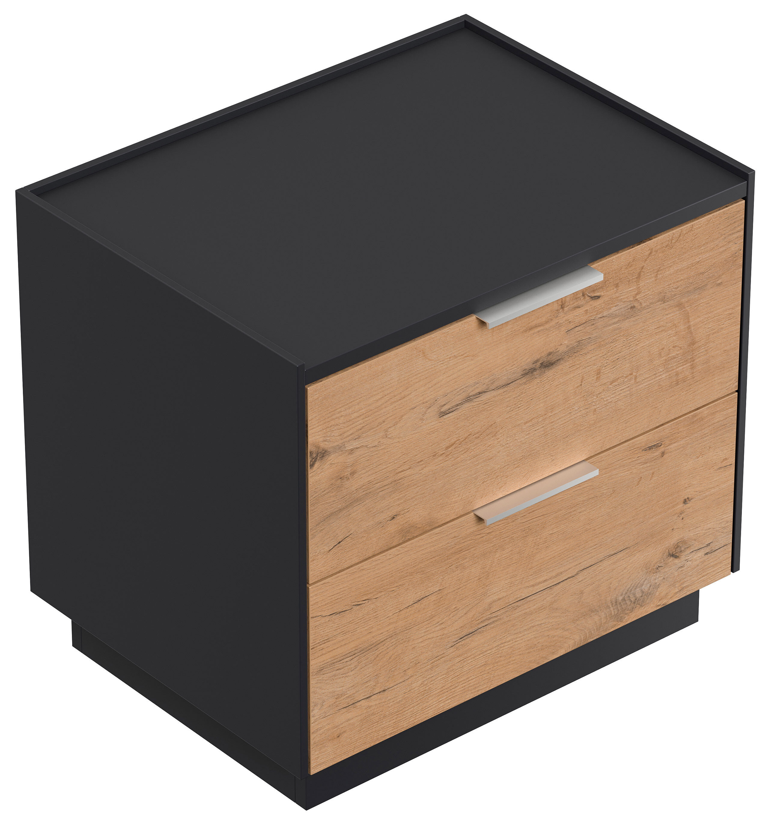 Design Nachttisch Kommode Artem 60cm, 2 Softeinzüge lackiert Weiß Hgl
