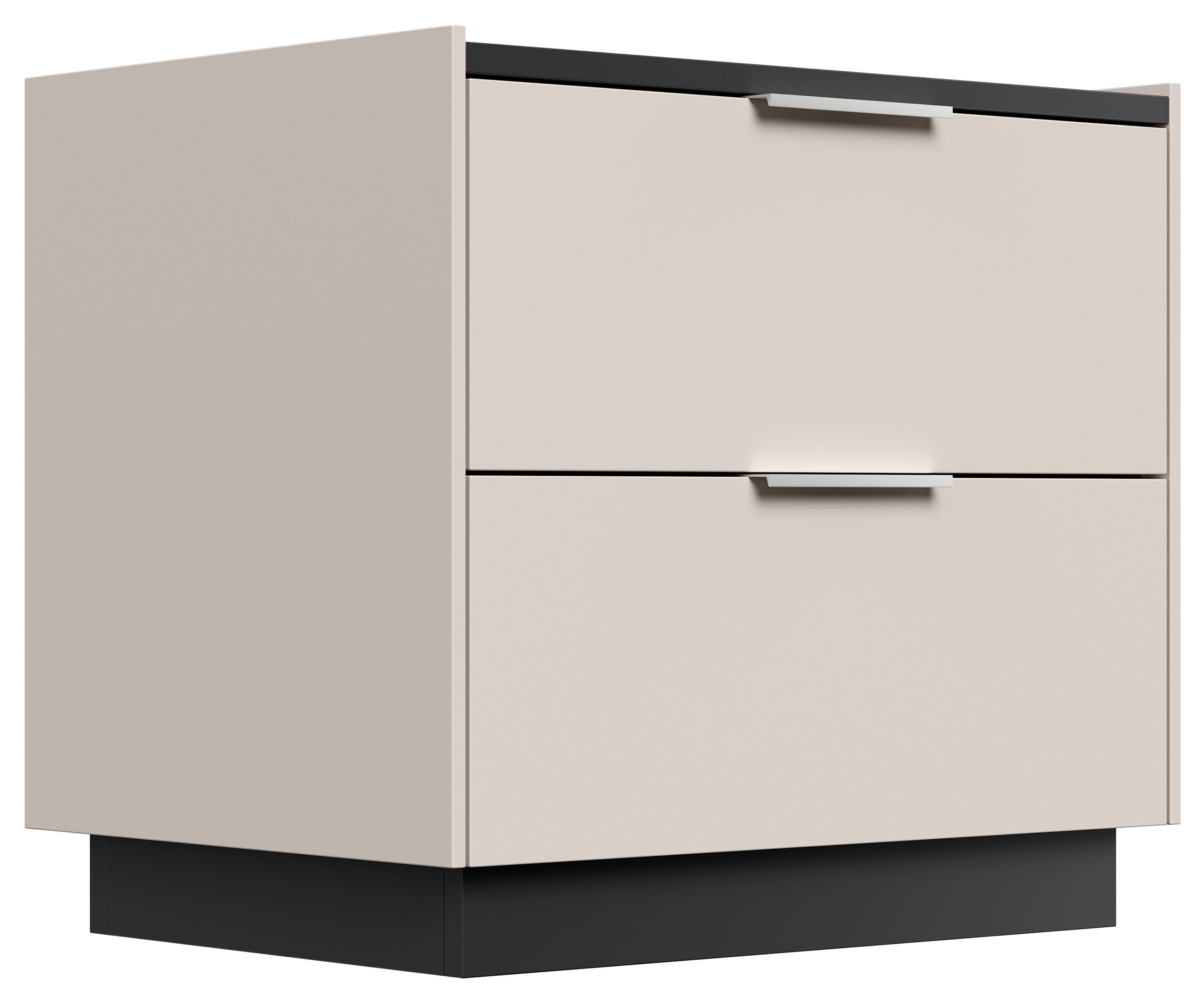 Design Nachttisch Kommode Artem 60cm, 2 Softeinzüge lackiert Weiß Hgl
