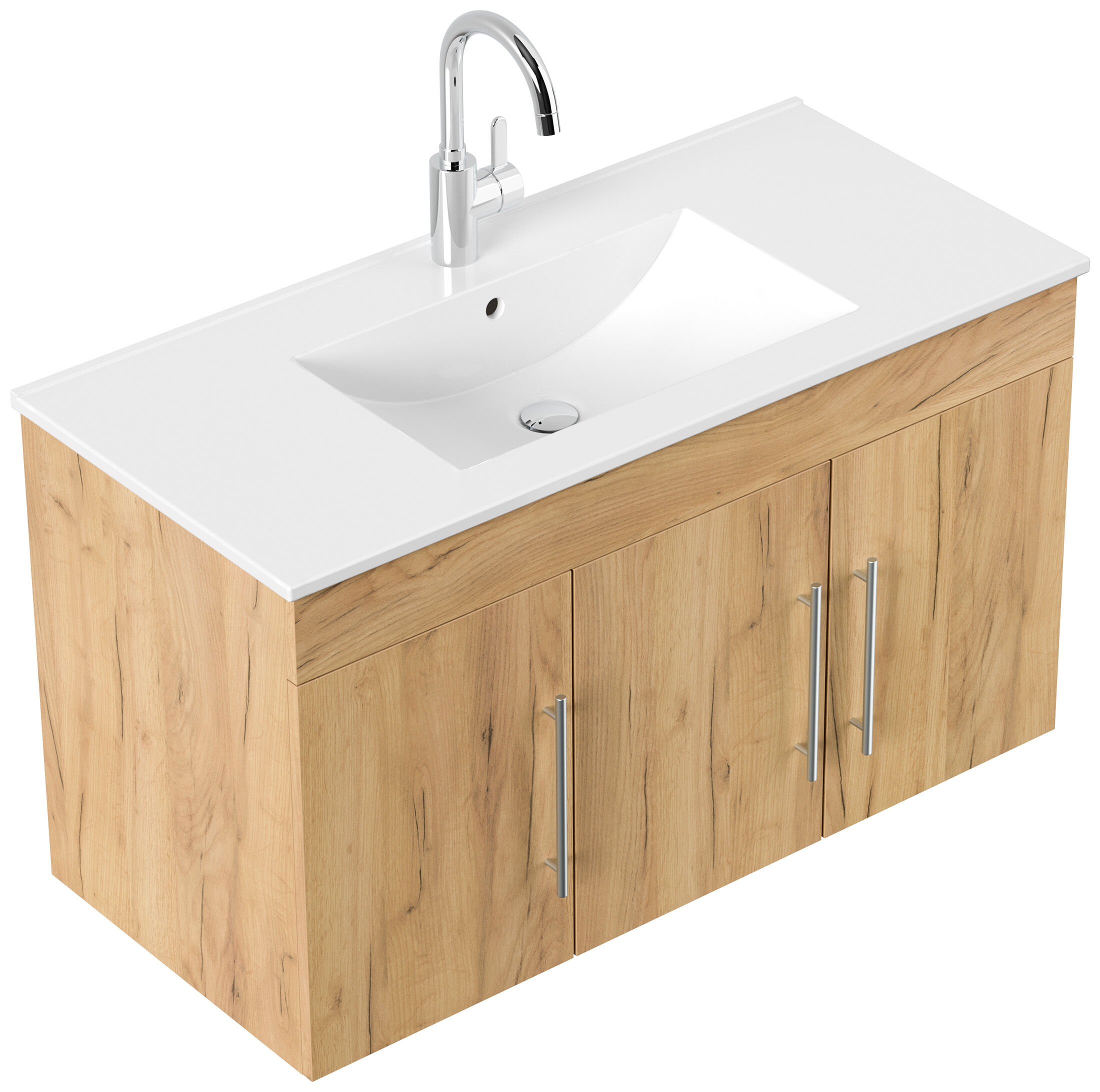 Badmöbel Venezia eiche gold Waschtisch mit 3 Softclose Türen