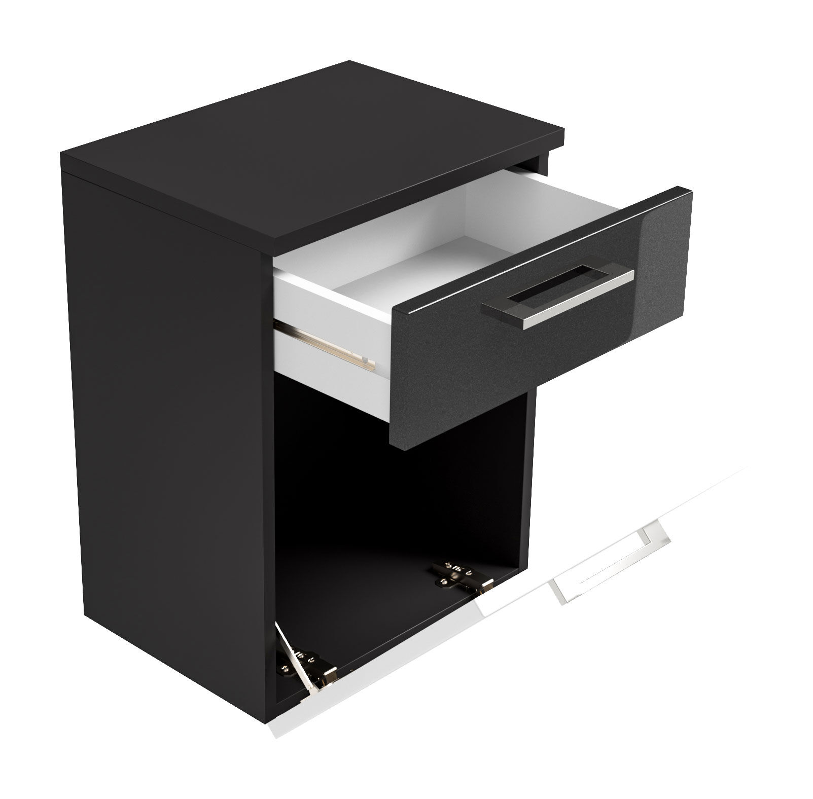 Seitenschrank Rima 40 cm Weiss hochglanz/Grafit hochglanz