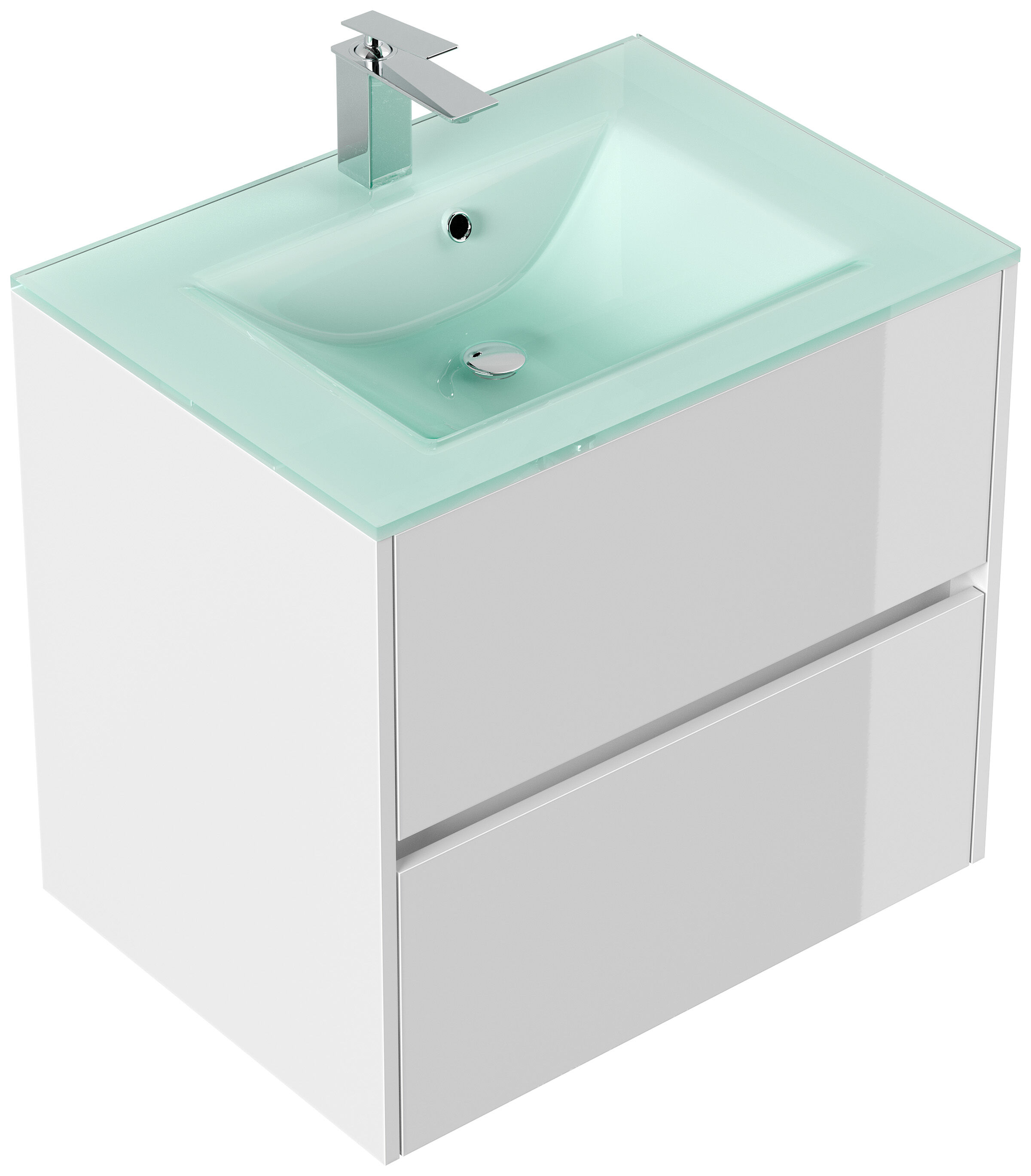 Badmöbel Lina & Waschtisch 70cm 2 Greifraum SoftClose Auszüge weiss hochglanz