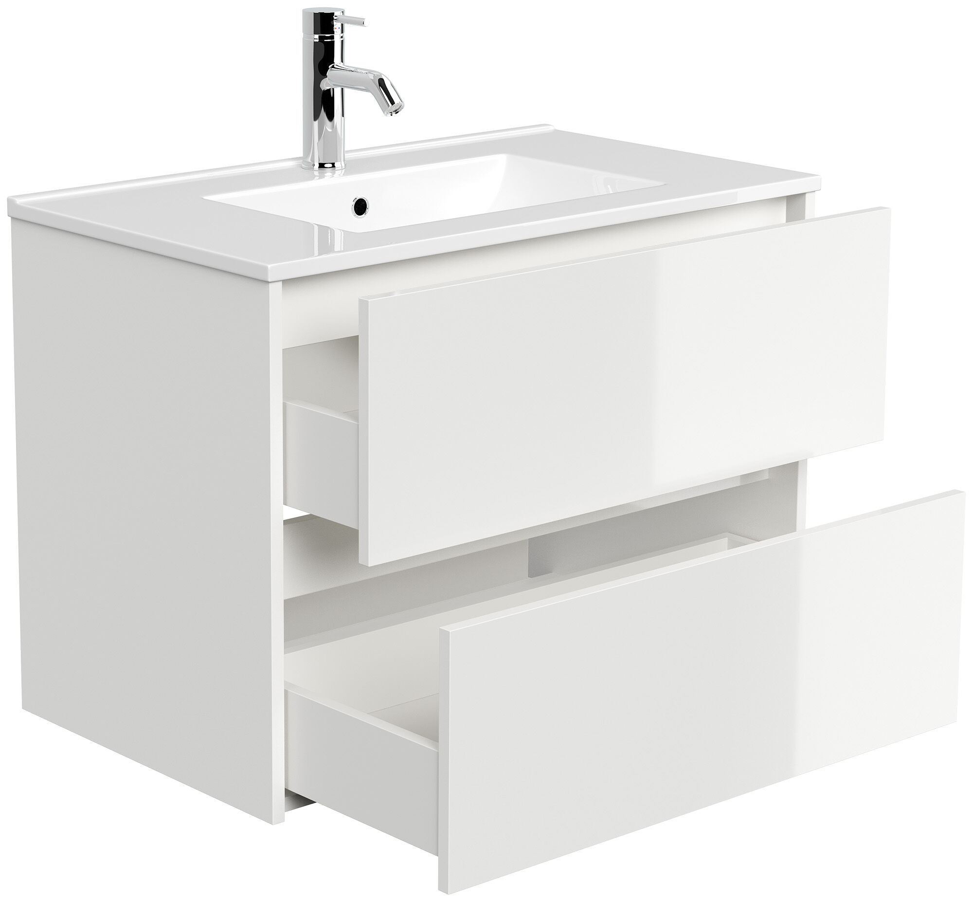 Badmöbel Taifun & Waschtisch 80cm 2 Greifraum SoftClose Auszüge weiß Hgl