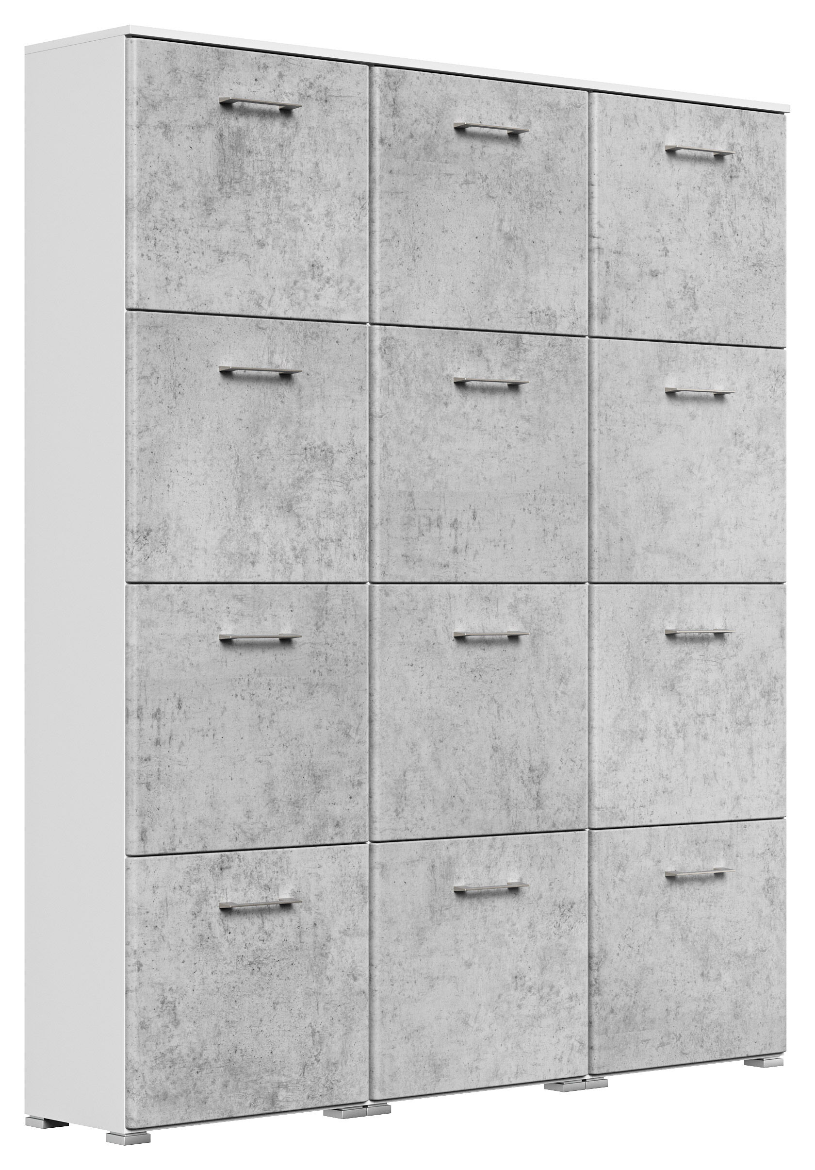 Schuhschrank XXXL Emotion 12 Klappen 48 Paar 160x187 cm Weiss-Brombeer