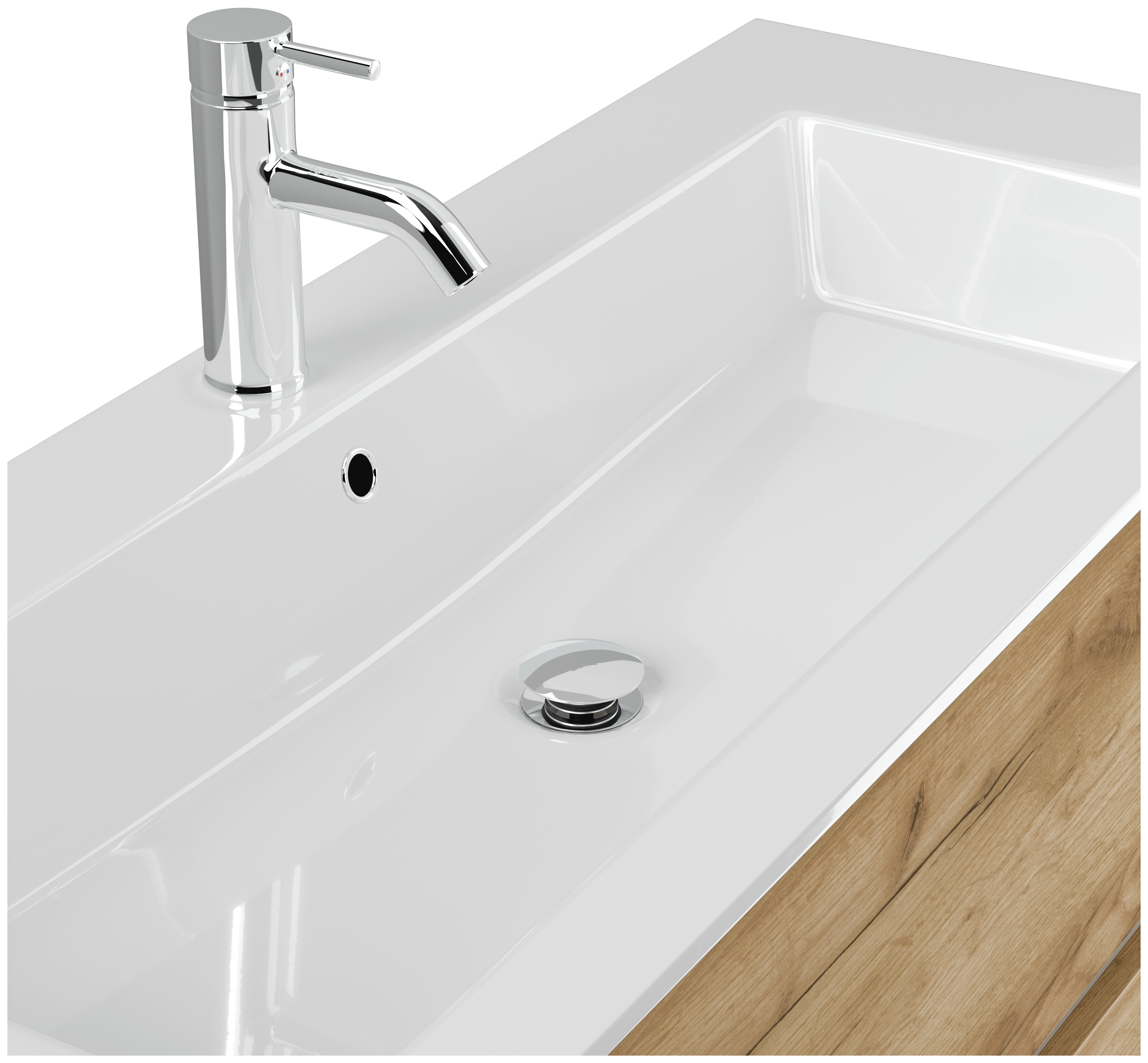 Badmöbel Taifun mit Waschtisch 120 cm 2 Greifraum SoftClose Auszüge eiche gold
