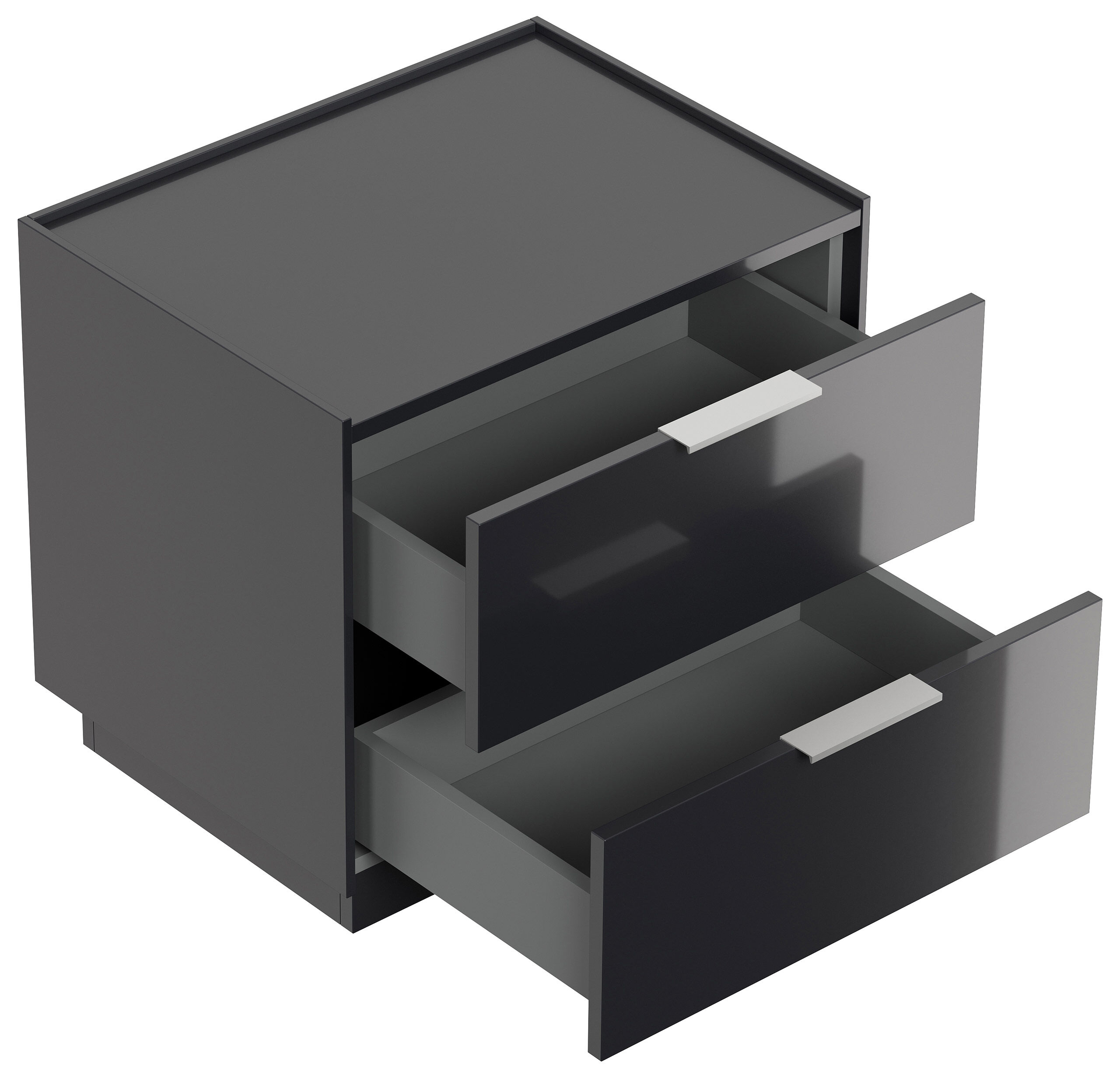 Design Nachttisch Kommode Artem 60cm, 2 Softeinzüge lackiert Weiß Hgl