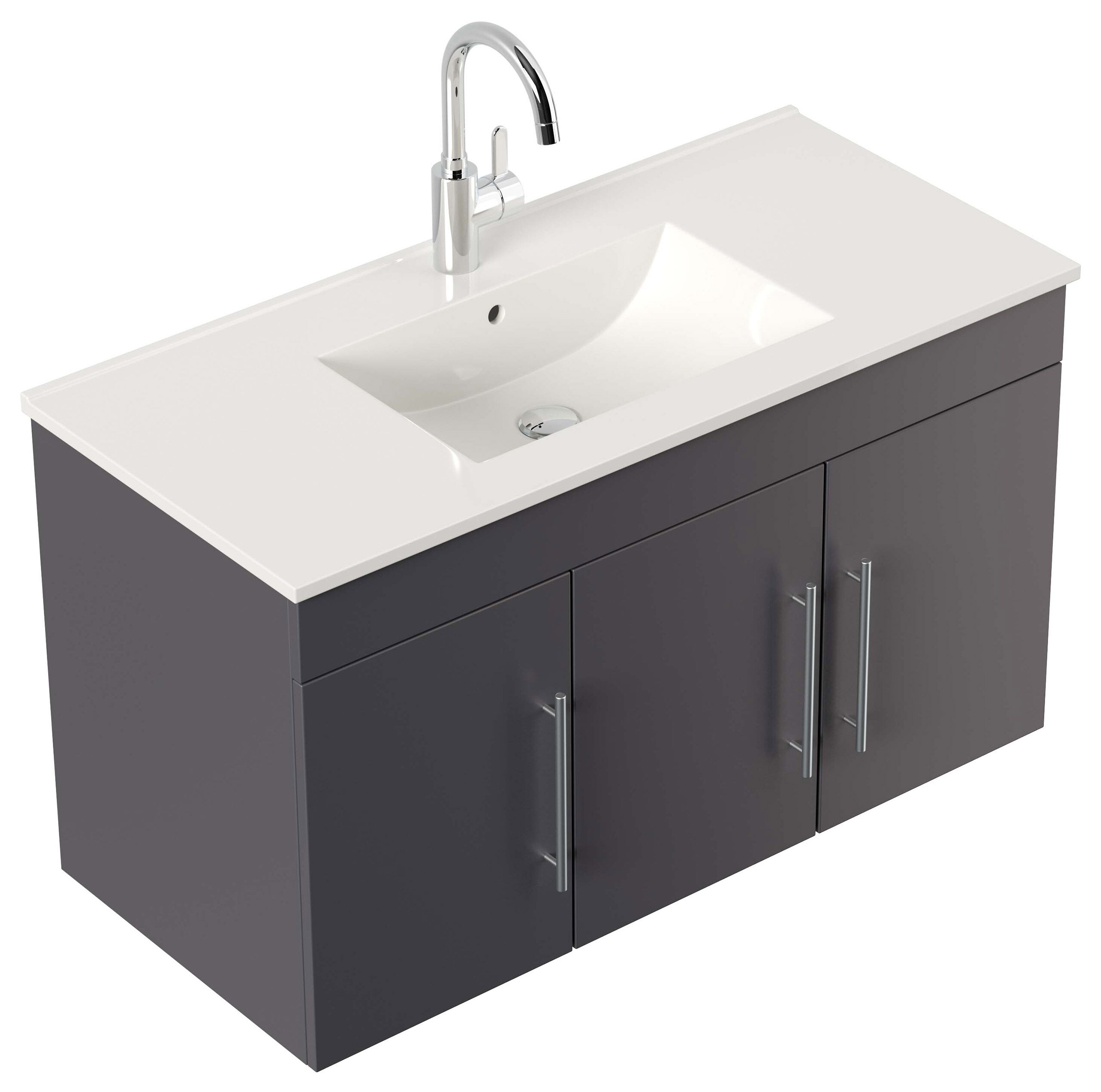 Badmöbel-Set Venezia 100 cm (4-teilig) SoftClose anthrazit
