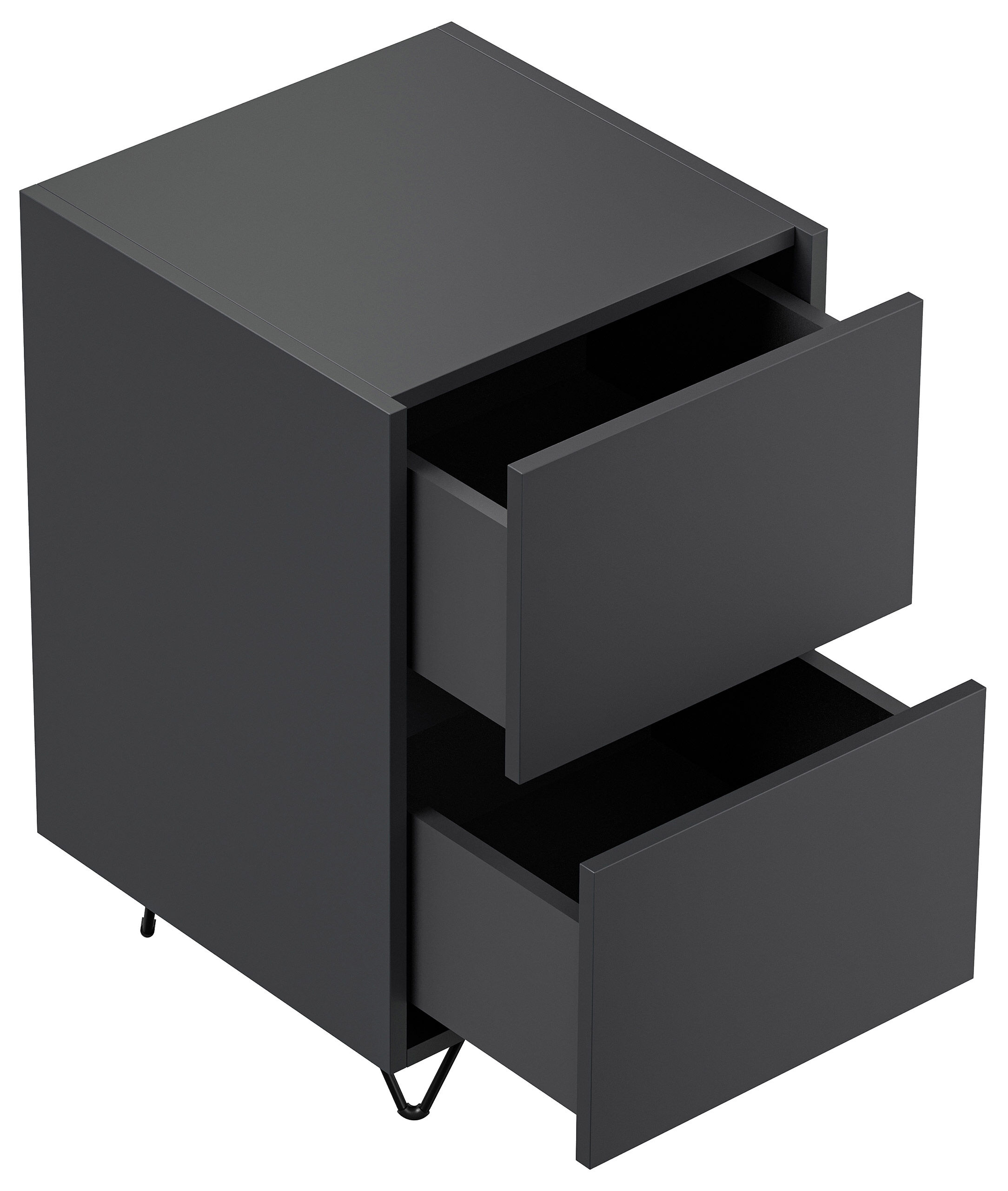 Nachttisch Yako 40cm 2 SoftClose stehend Weiß & Eiche Top