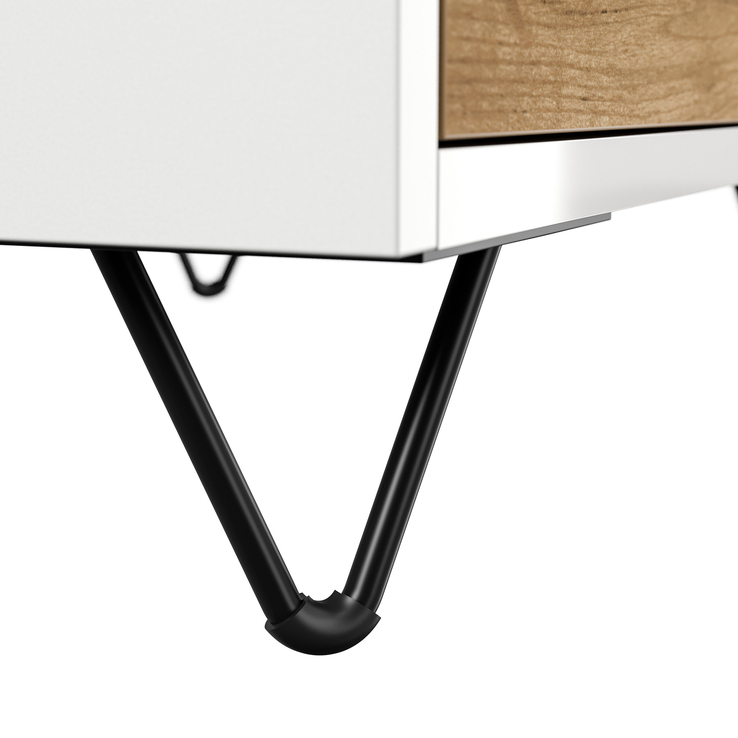 Nachttisch Yako 60cm 2 SoftClose stehend Weiß & Eiche Top