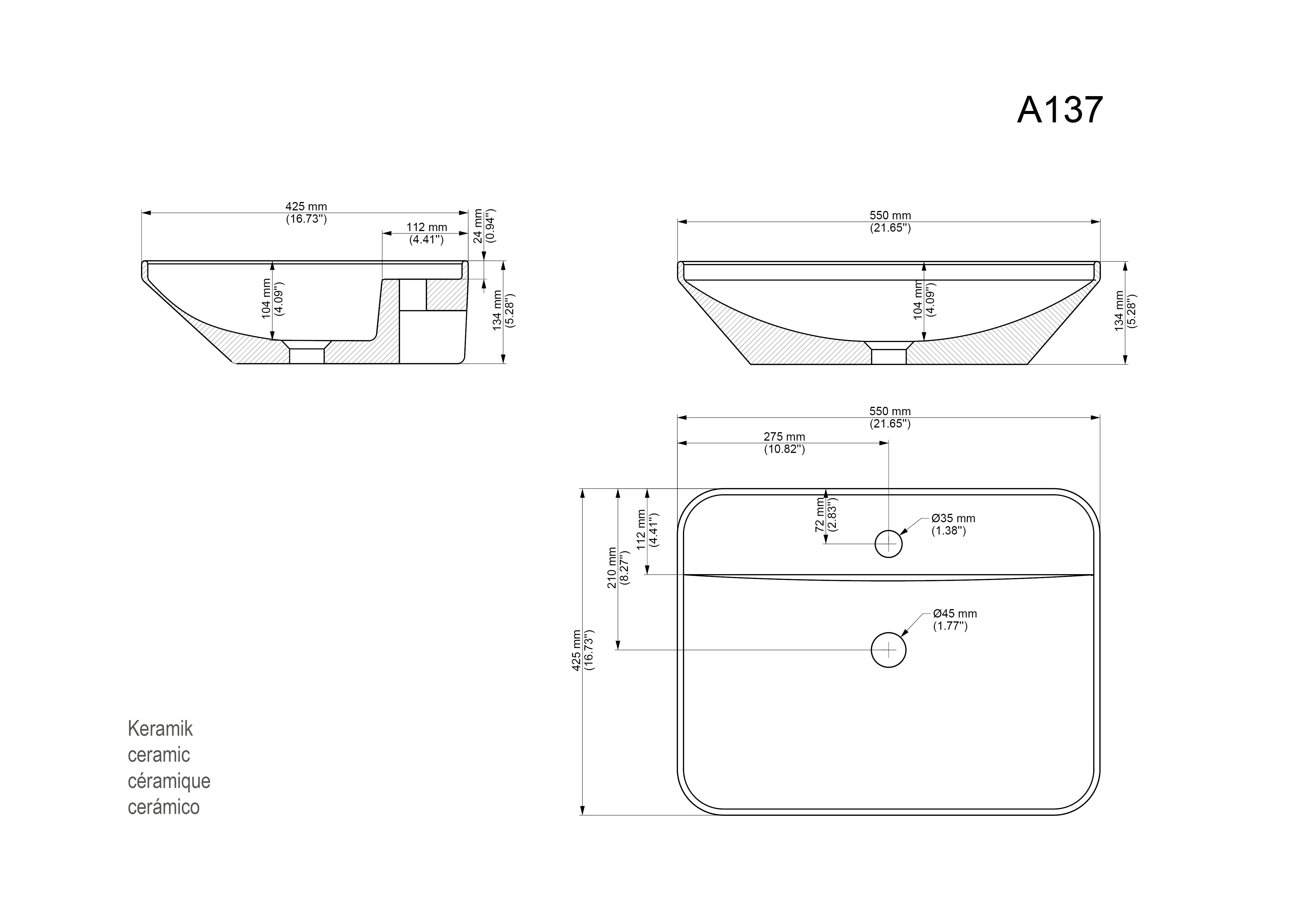 Badmöbel Taifun 60cm mit modernem Aufsatzwaschbecken grafit