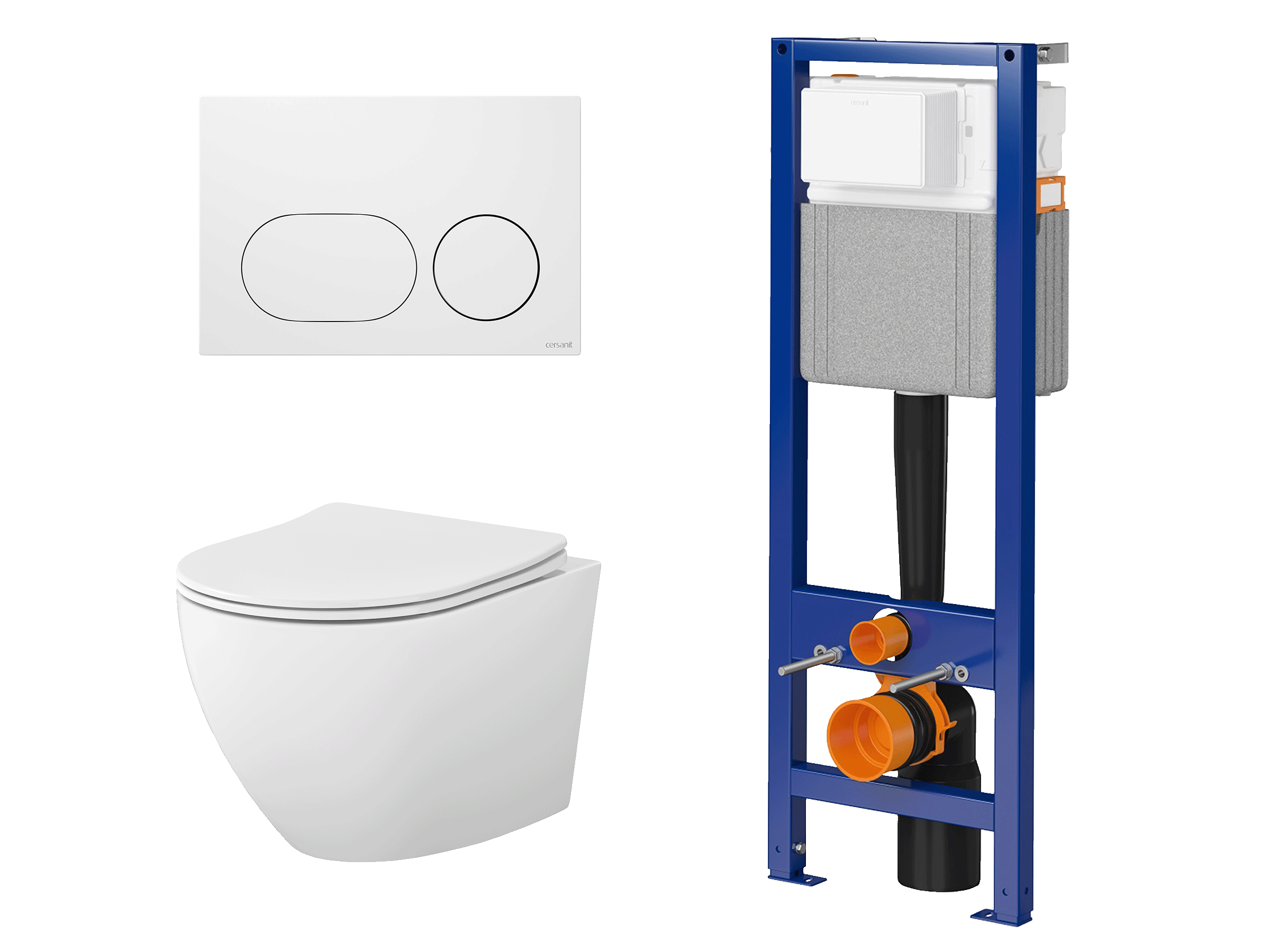 WC-Set DESSE mit Tornado-Spülung, Vorwandelement 40 cm und Betätigungsplatte