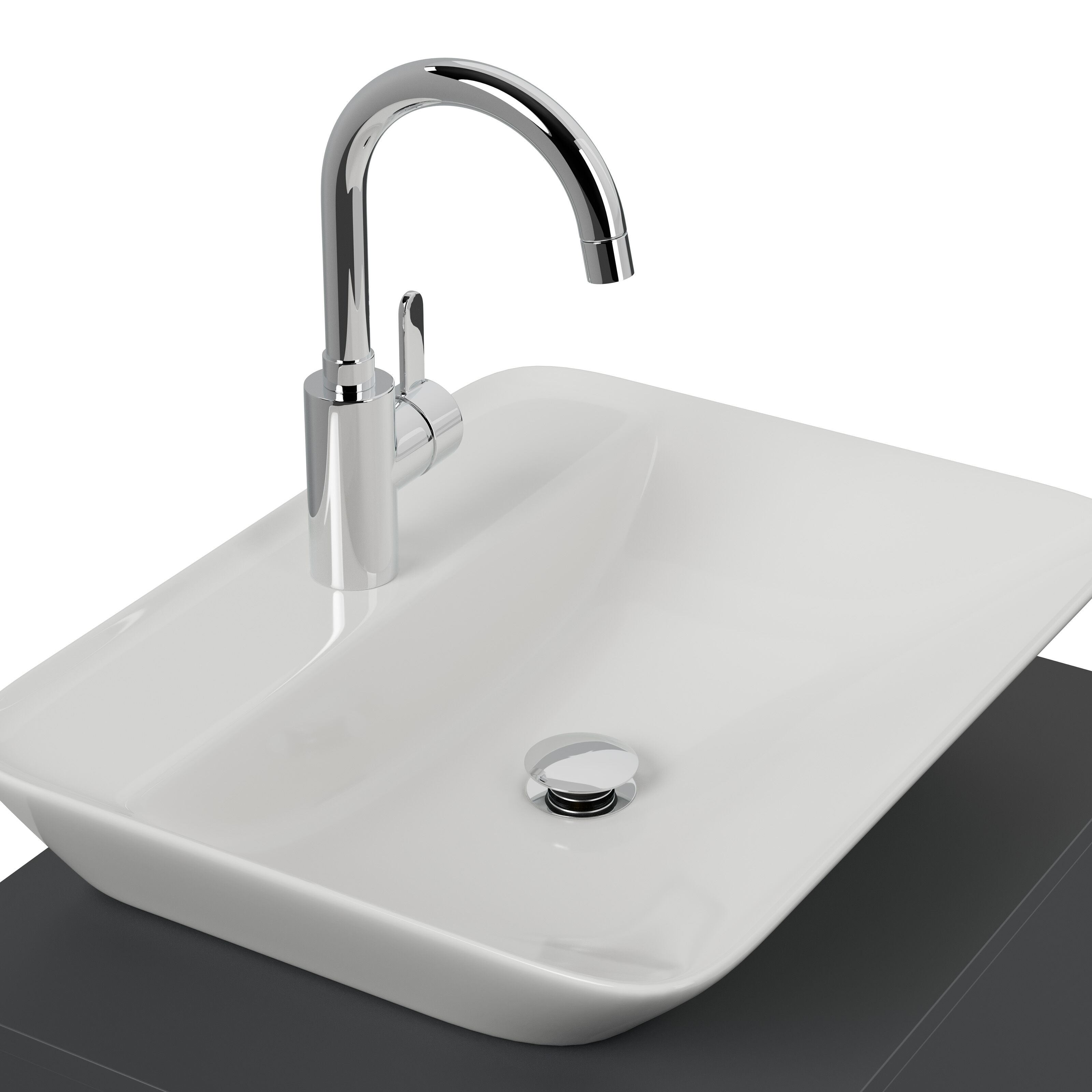 Badmöbel Taifun 60cm mit modernem Aufsatzwaschbecken grafit