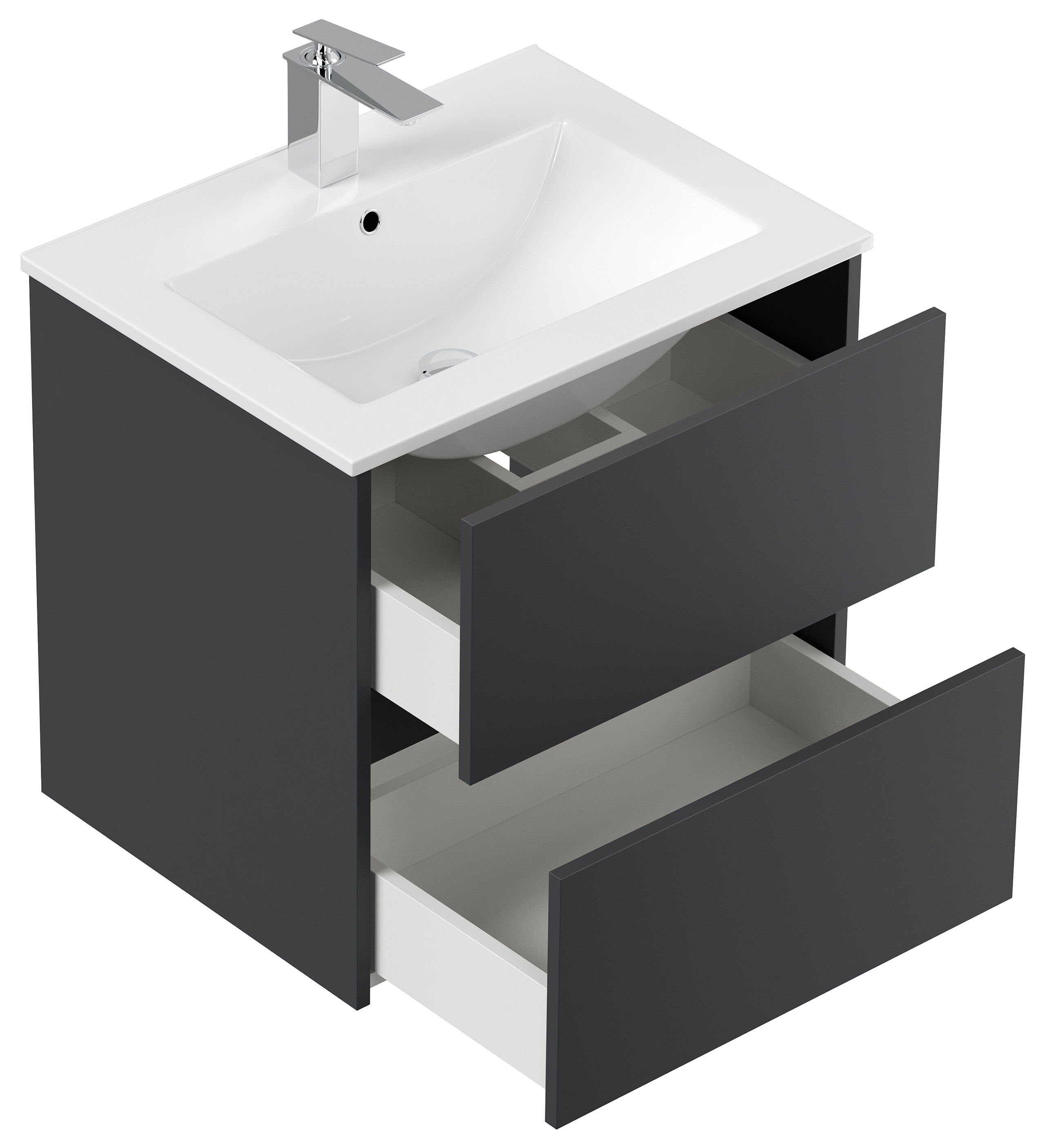 Badmöbelset Taifun 60cm 2tlg mit Spiegelschrank grafit