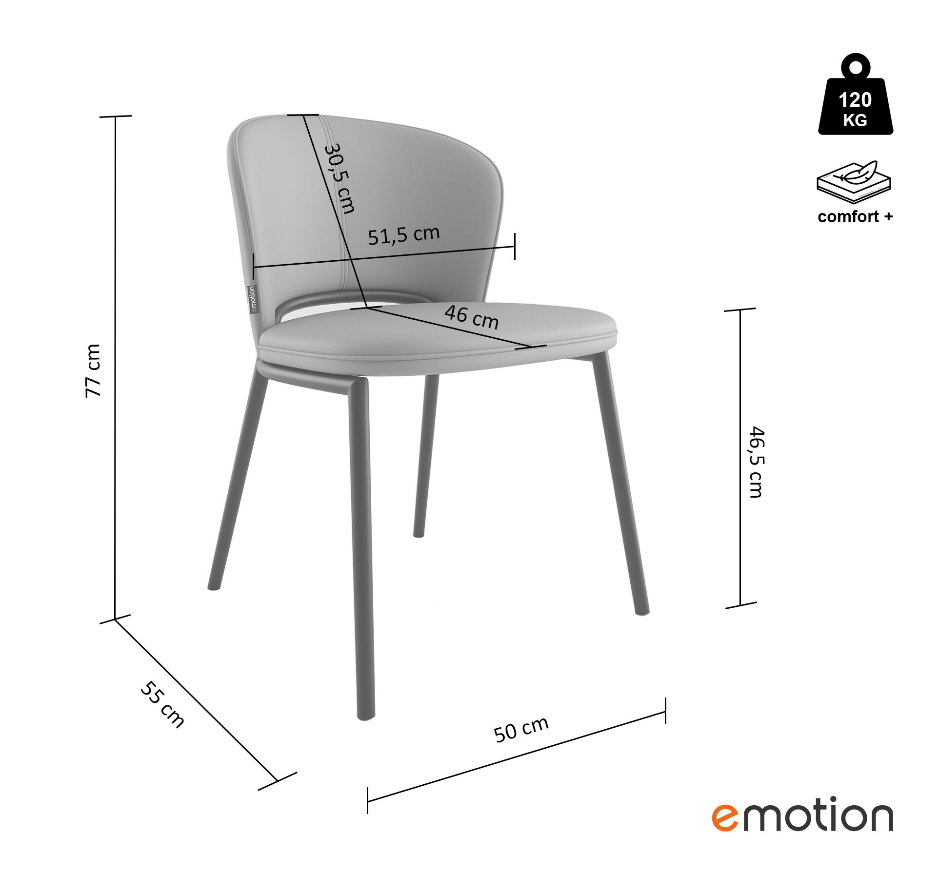2er Set Esszimmerstuhl Design Küchenstuhl Dean Kunstleder creme Metallbeine