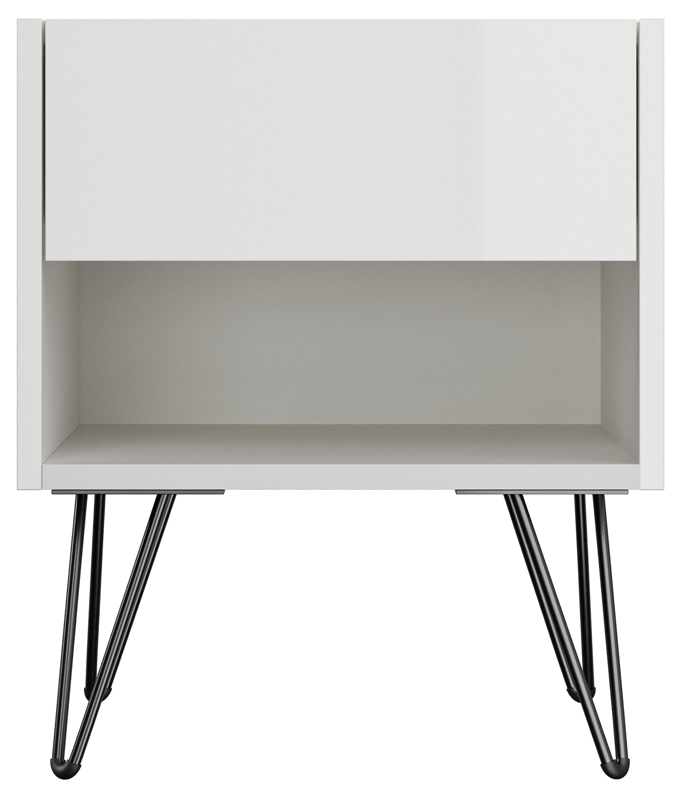 2er Set Nachttisch Dion 40cm SoftClose stehend Weiß & Eiche Front