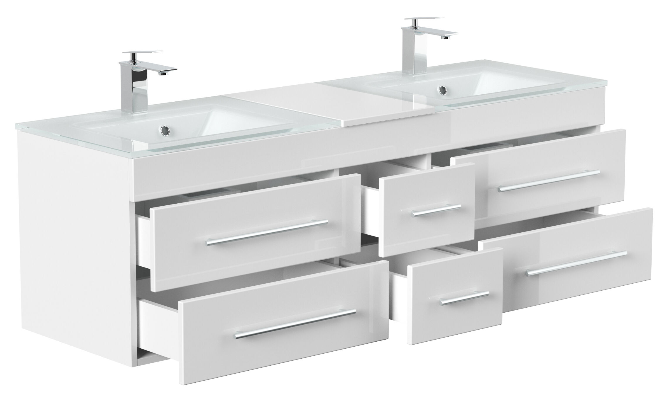 Badmöbel Vitro XL mit Doppel-Glasbecken SoftClose beton