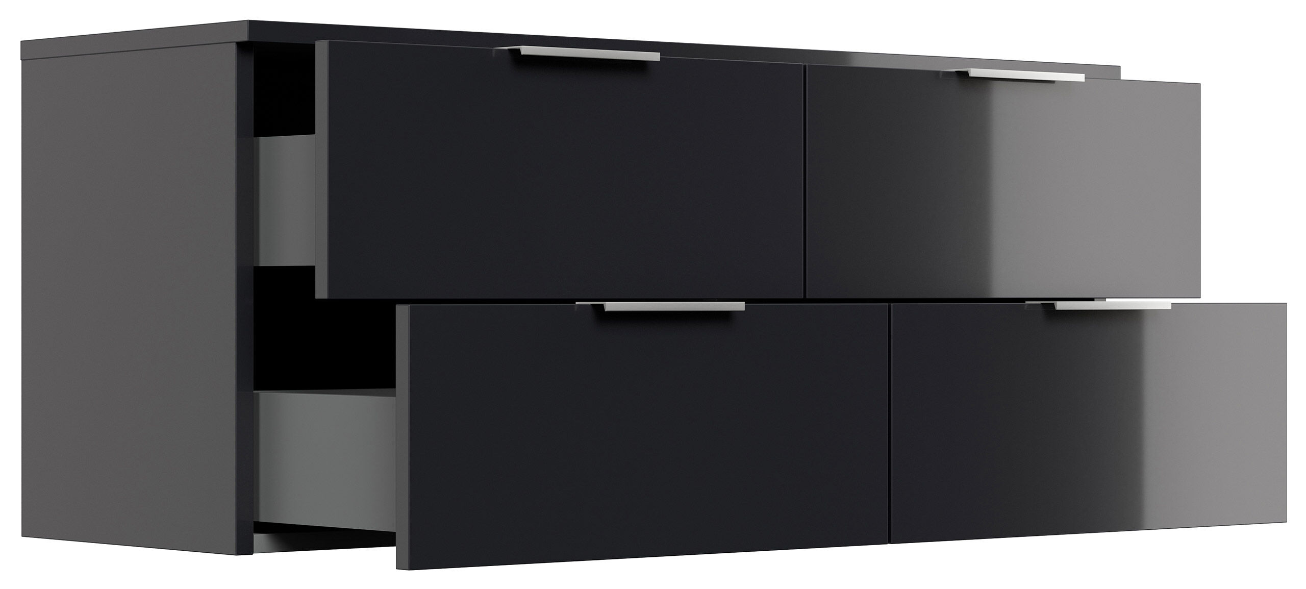 Design Hängekonsole Sideboard Urban Slimline 4 Softeinzüge lackiert Creme-Grafit
