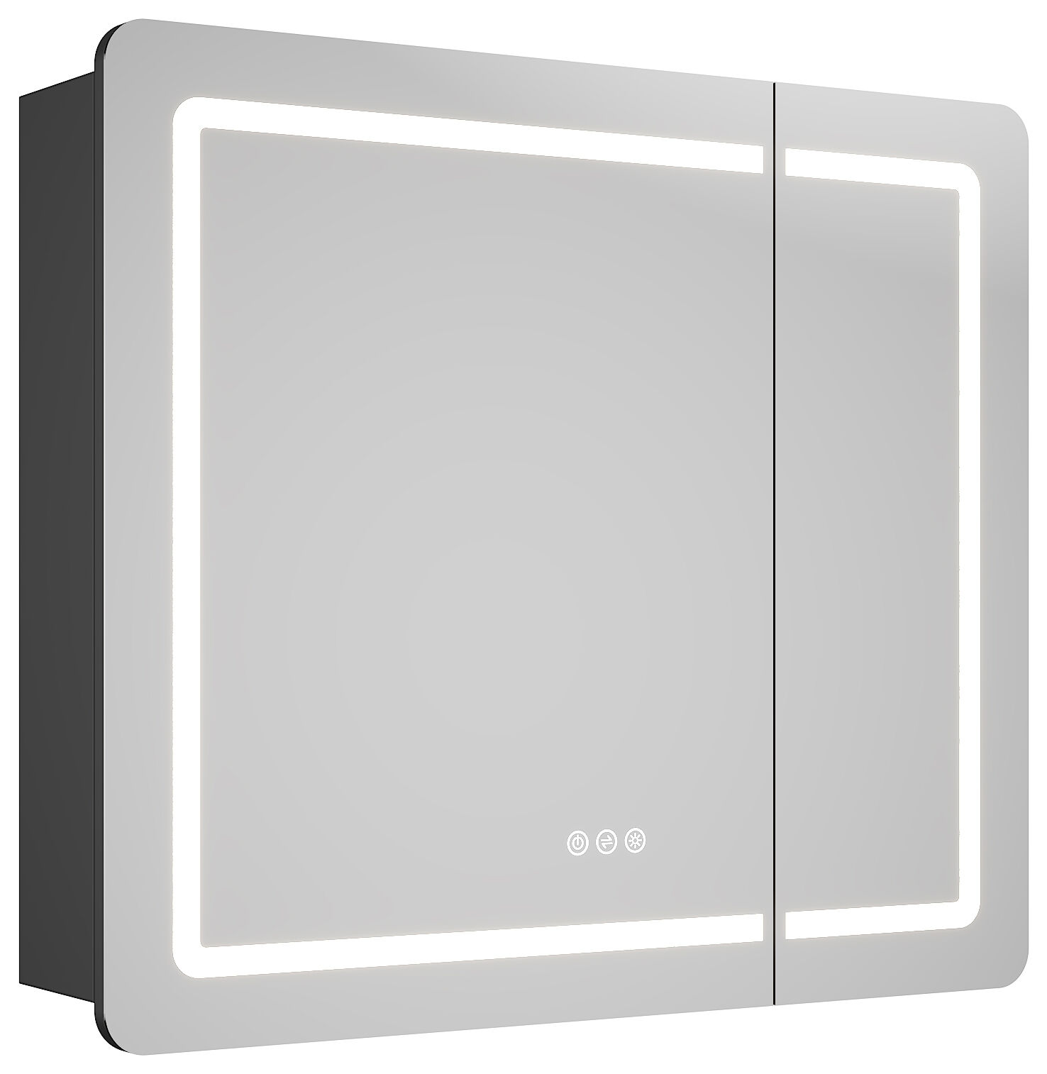 Spiegelschrank Riva 80 cm inkl. LED-Lampe und Glasböden montiert schwarz matt