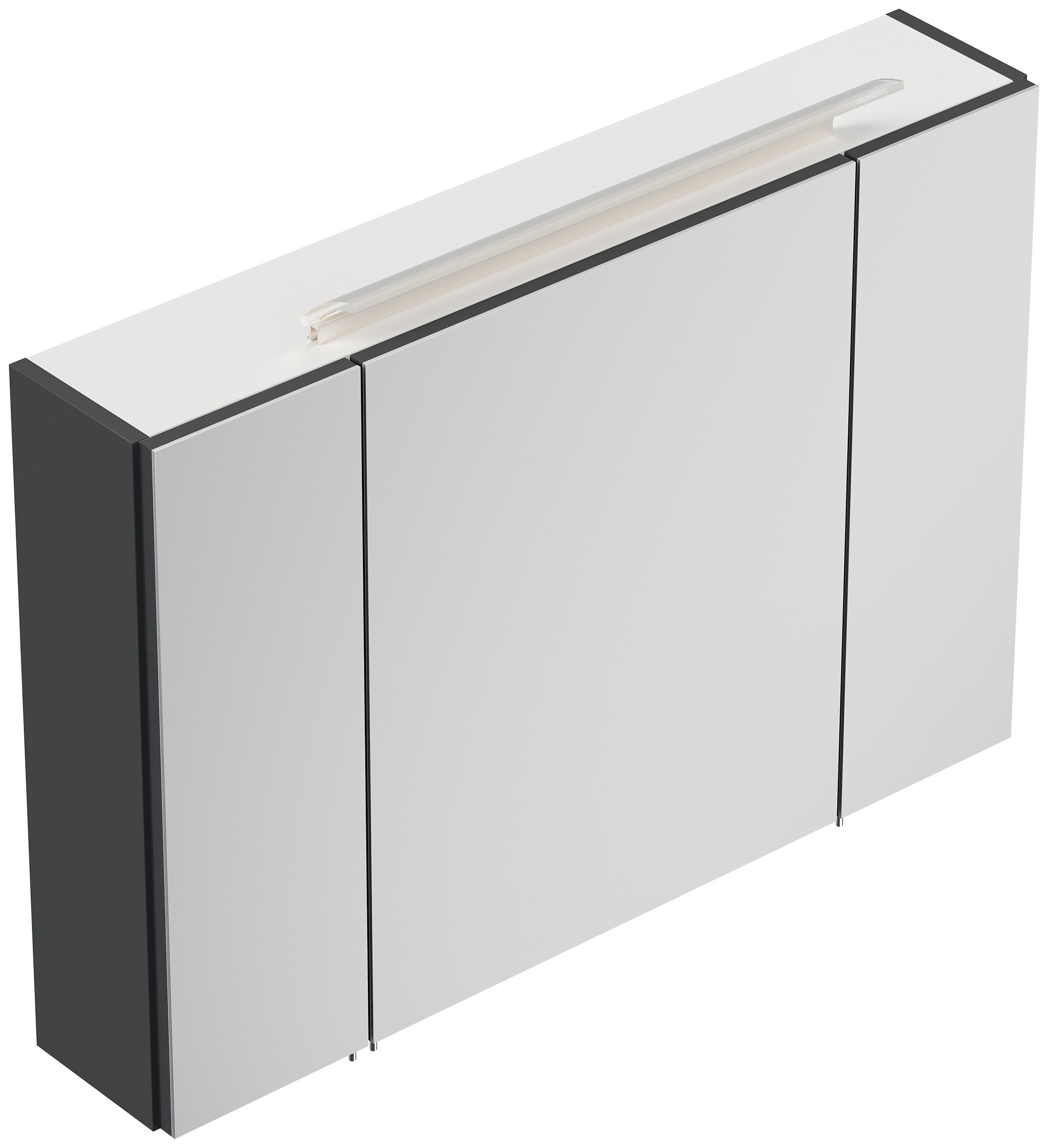 Spiegelschrank 90cm inkl. Design LED-Lampe und Glasböden weiss hochglanz