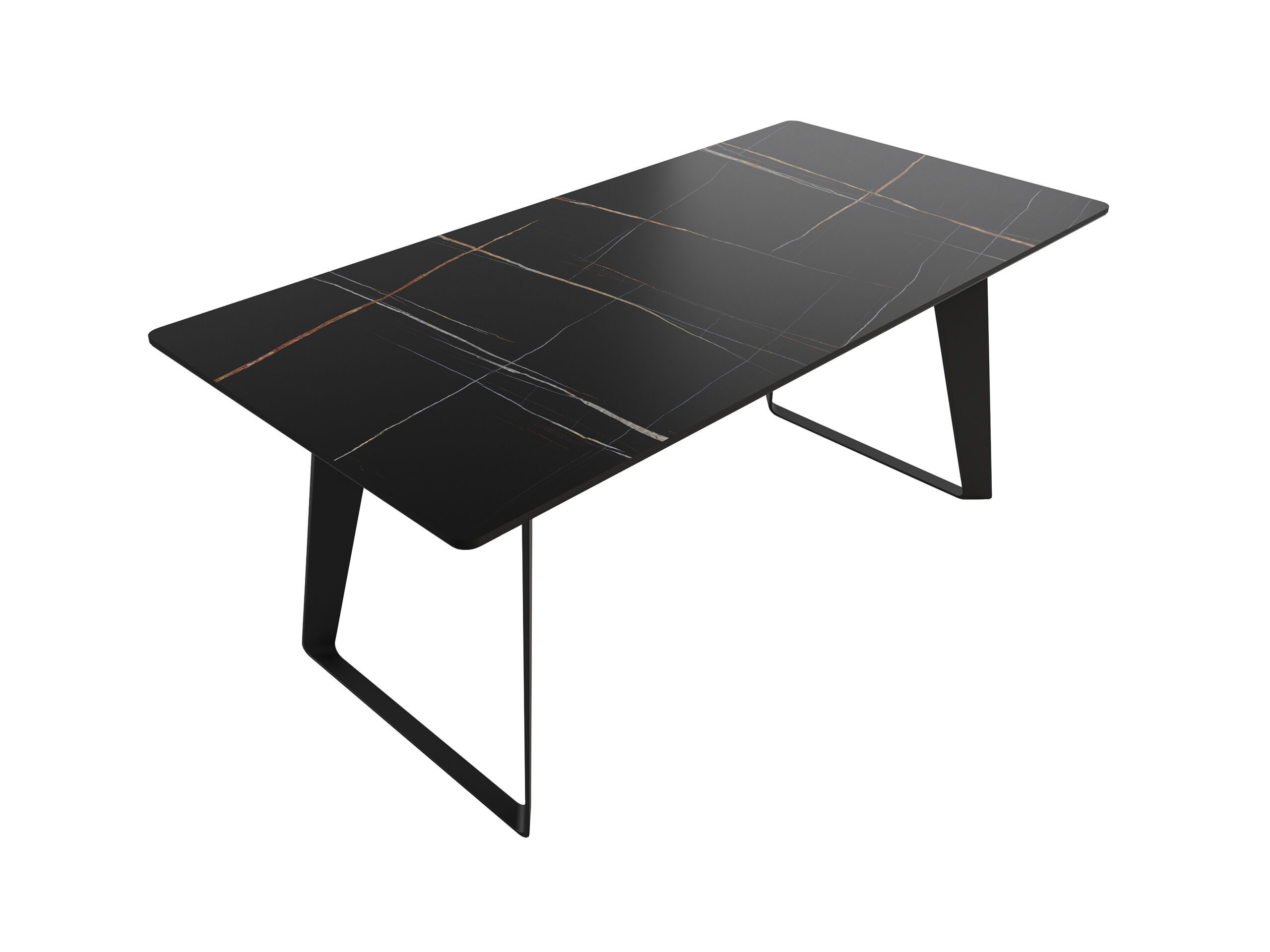 Esstisch 180x90cm graue Keramikplatte schwarze U-Form Beine