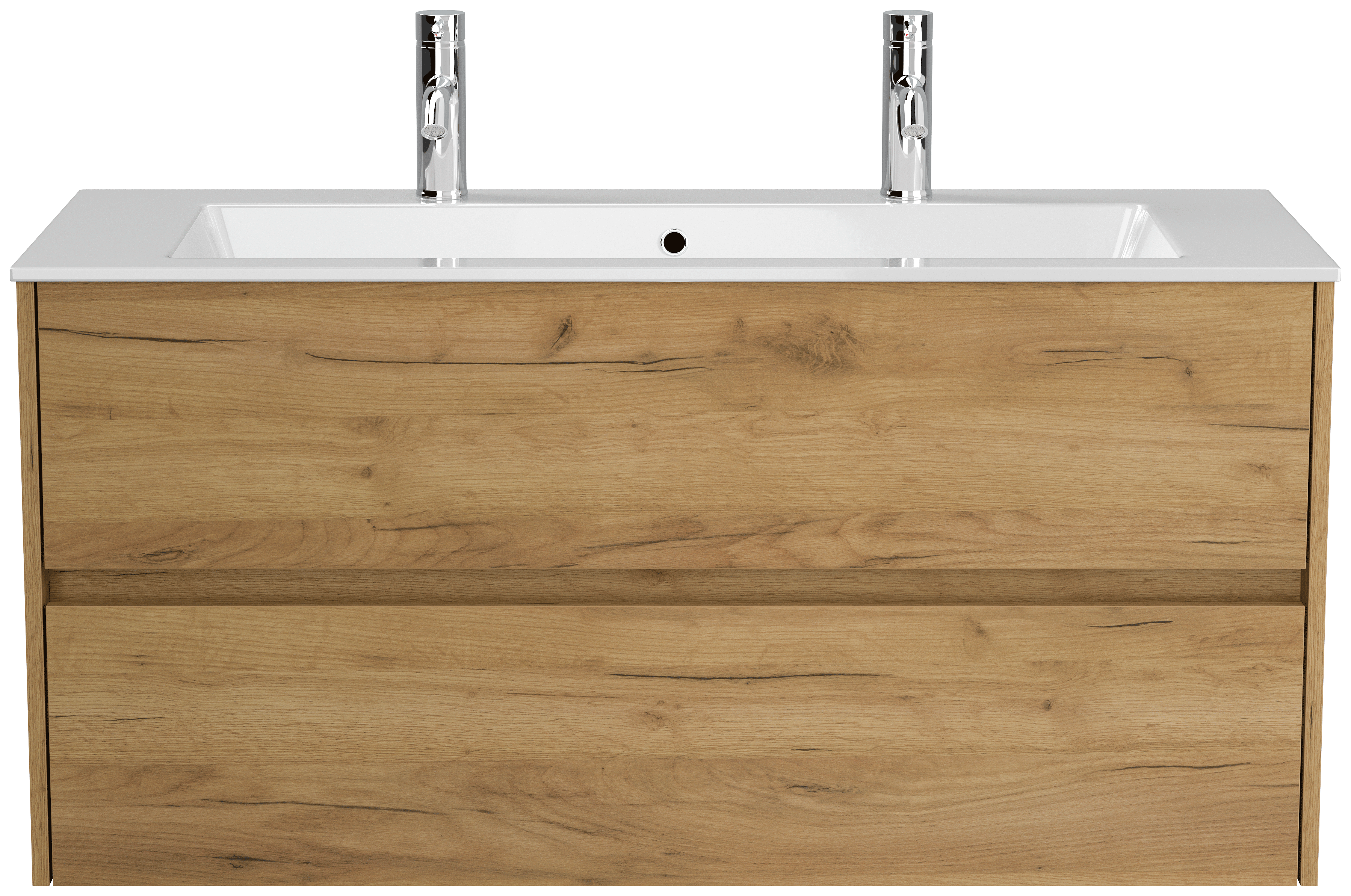 Doppelbadmöbel Taifun mit Waschtisch 120 cm 2 Greifraum SoftClose Auszüge eiche