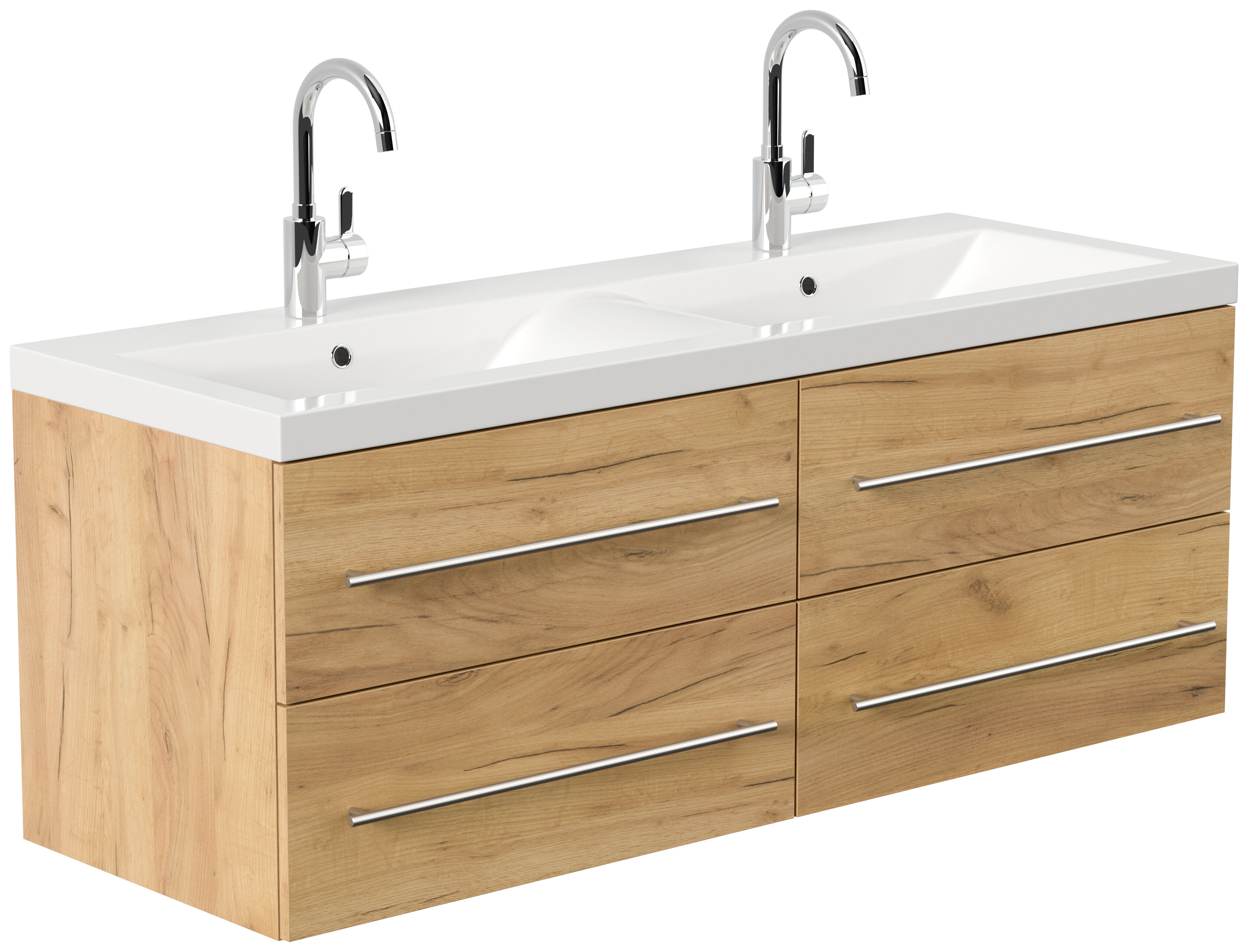 Badmöbelset Persepolis XL 4-teilig Spiegelschrank 2x Hochschrank eiche gold