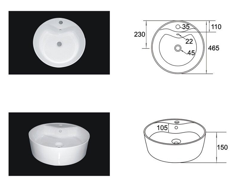 Aufsatz-Waschtisch Novum 46 cm
