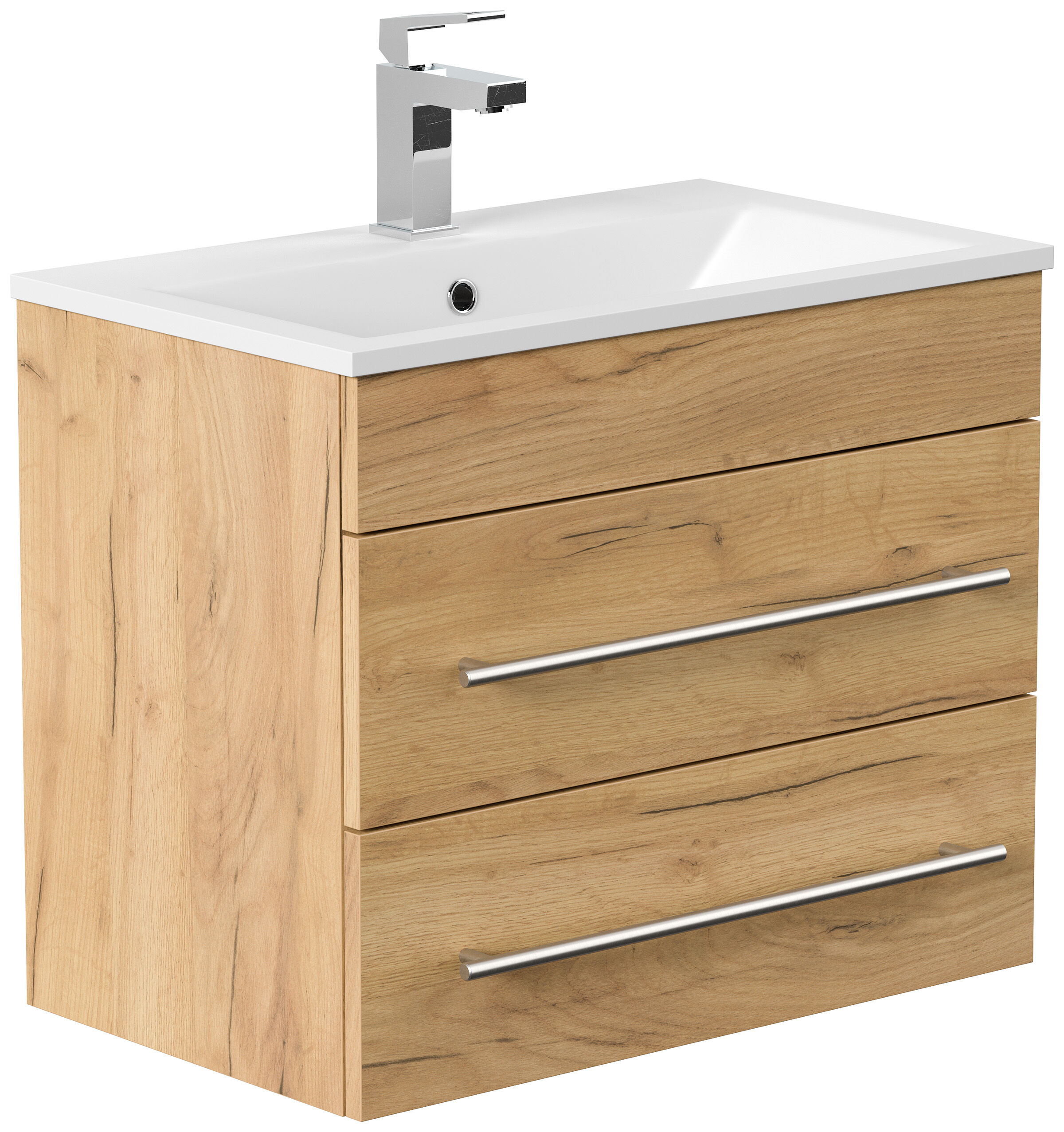 Badmöbel Mona 60x36cm mit 2 SoftClose Schubladen weiss hochglanz