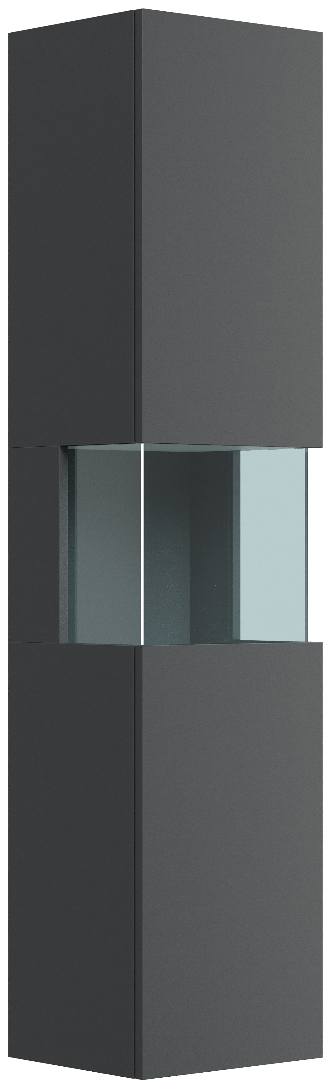 Design Badschrank Hochschrank 150cm  Softclose Taifun Glaselement grafit