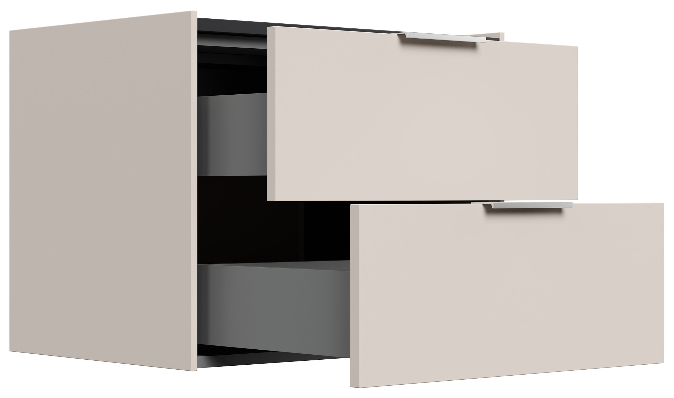 Design Nachttisch Kommode Artem 60cm, 2 Softeinzüge lackiert Weiß Hgl