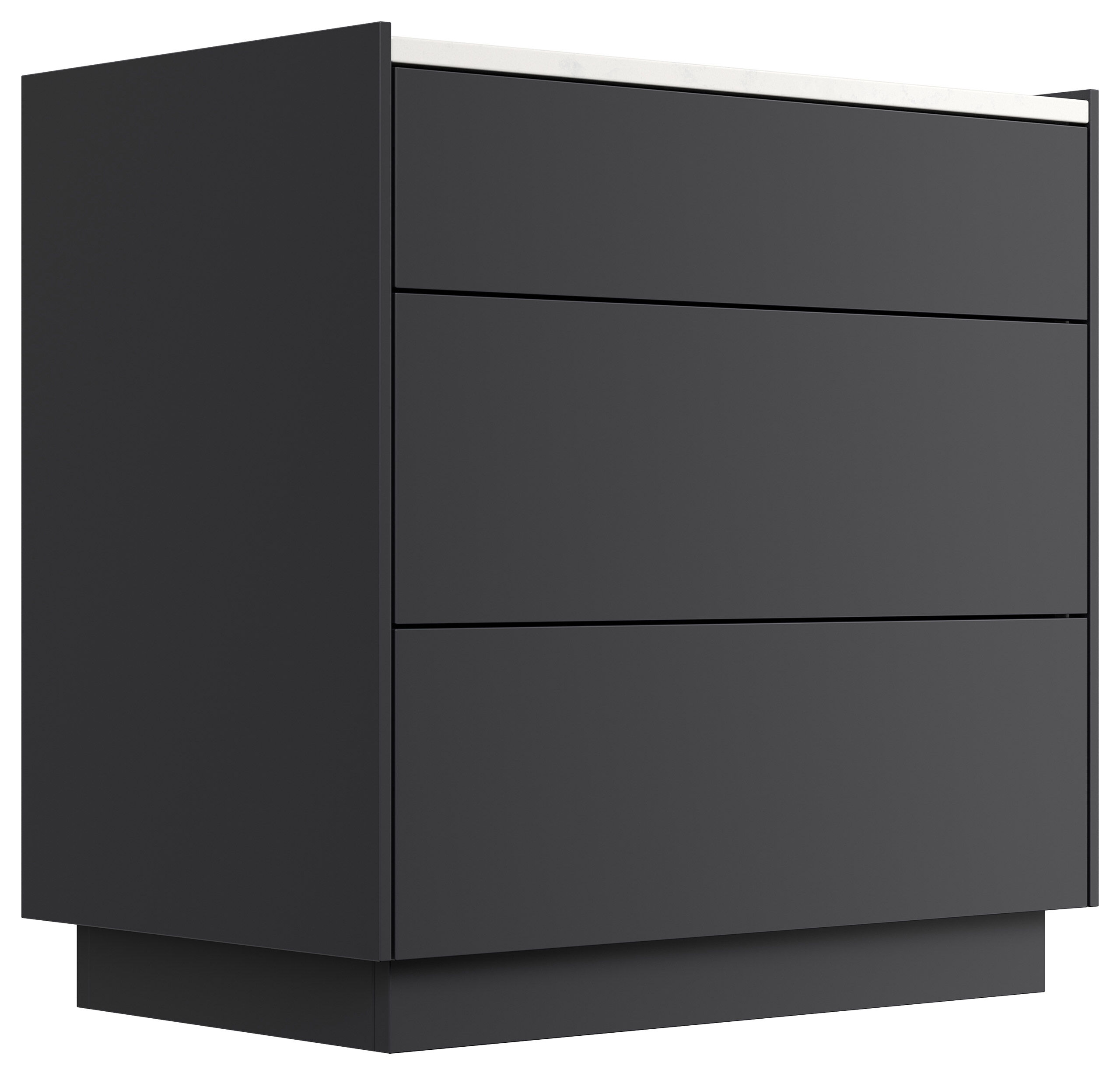 Nachttisch Kommode Lux XL 70cm, Quarz, 3 Pushauszüge Weiß Hgl für Boxspringbett