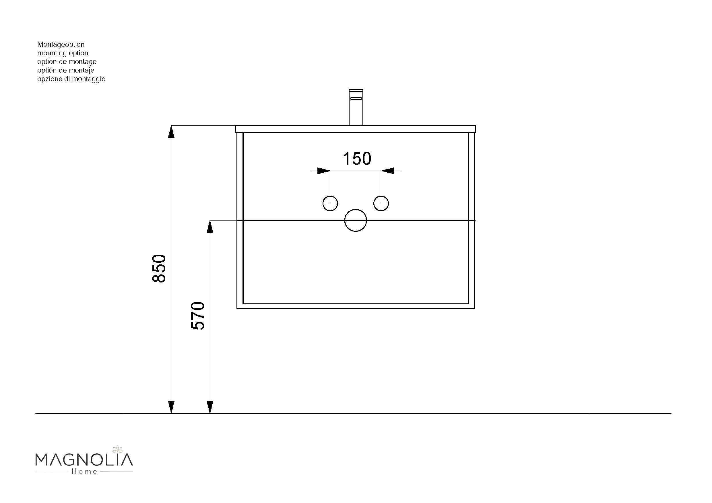 Badmöbel Set Firenze 70 3tlg. LED Spiegel und Seitenschrank eiche gold