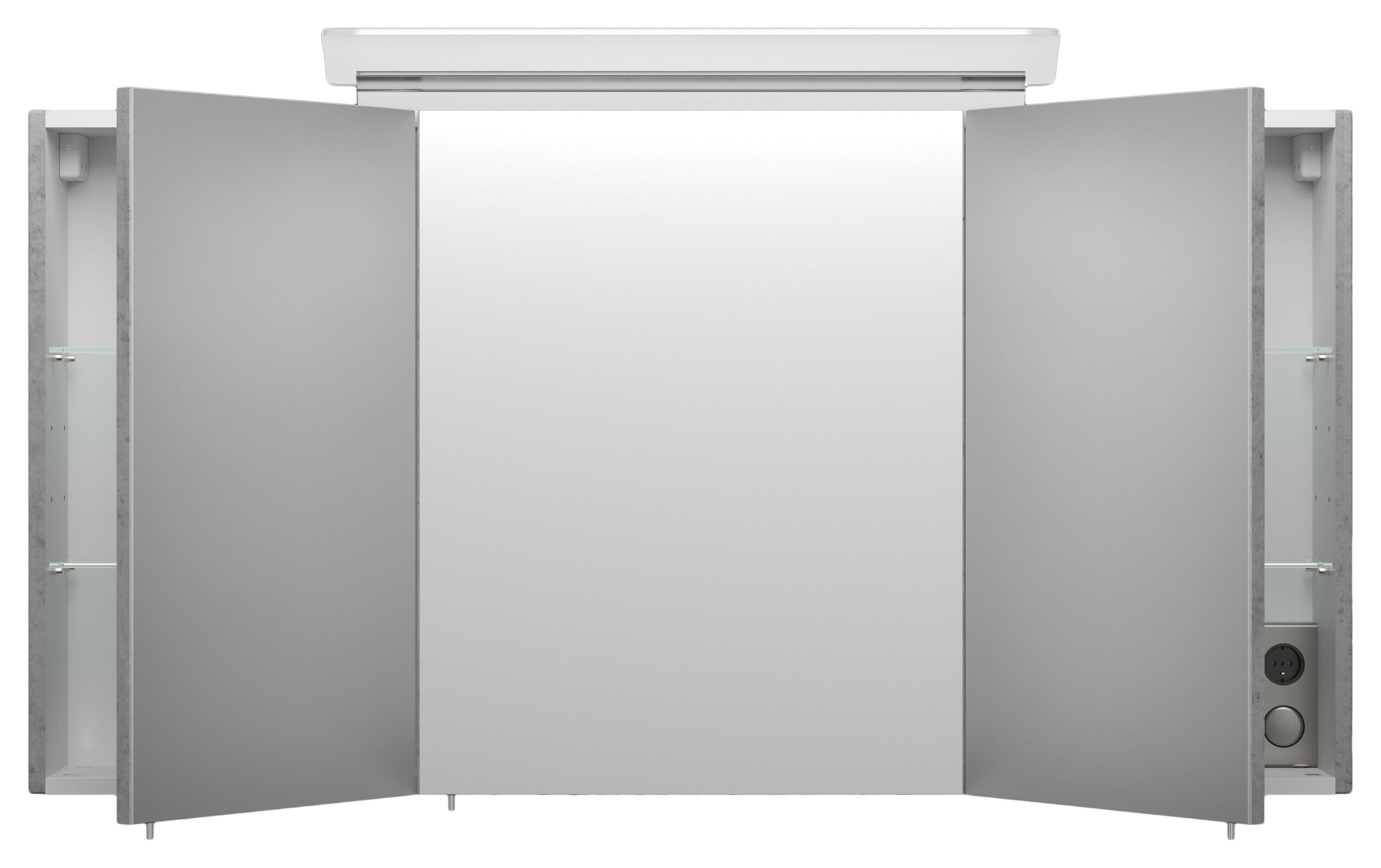 Badmöbelset Helios 4 tlg inkl Spiegelschrank, Hochschränke SoftClose beton