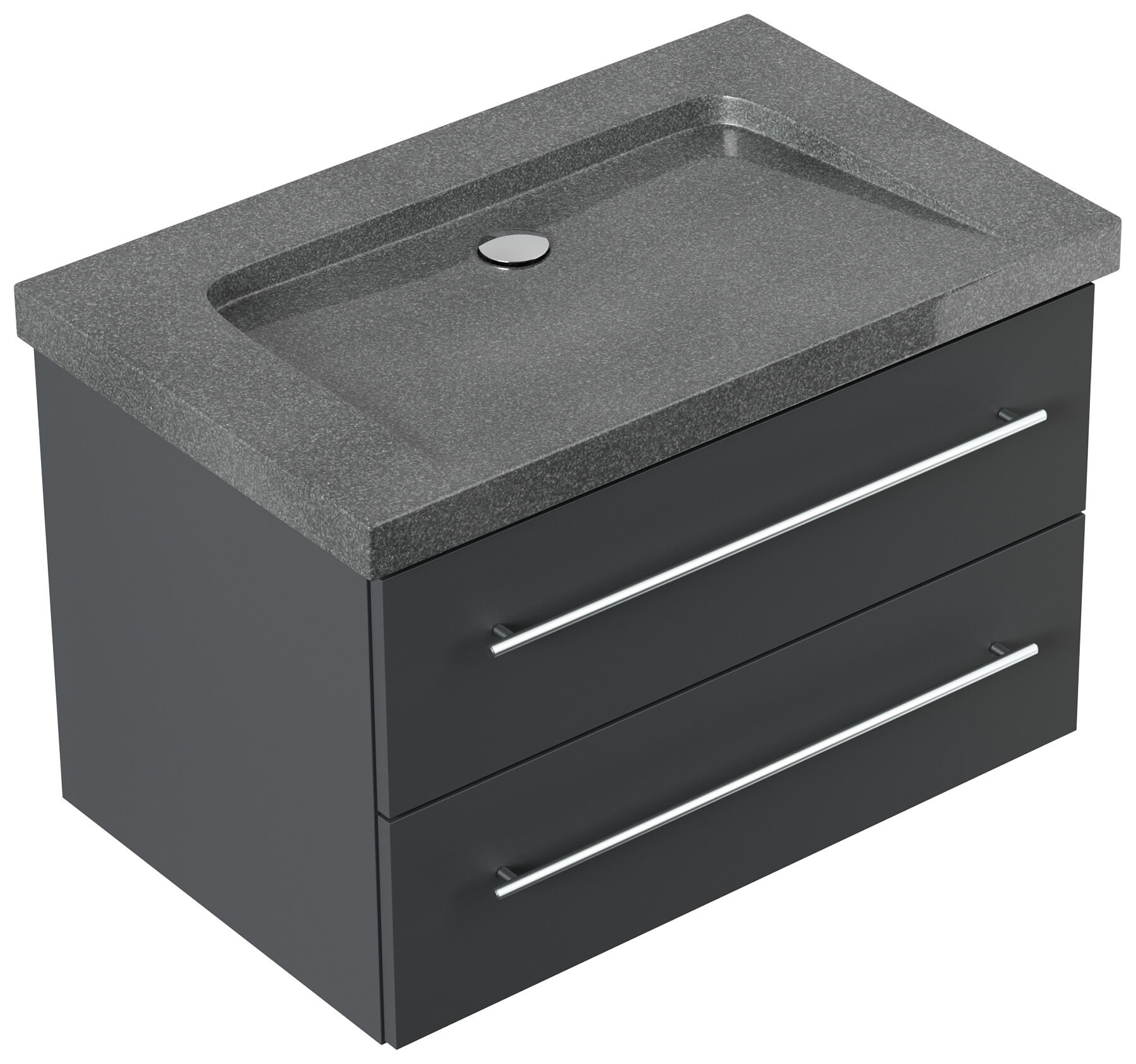 Badmöbel Granit G654 Damo 75 cm ohne Hahnloch SoftClose grafit