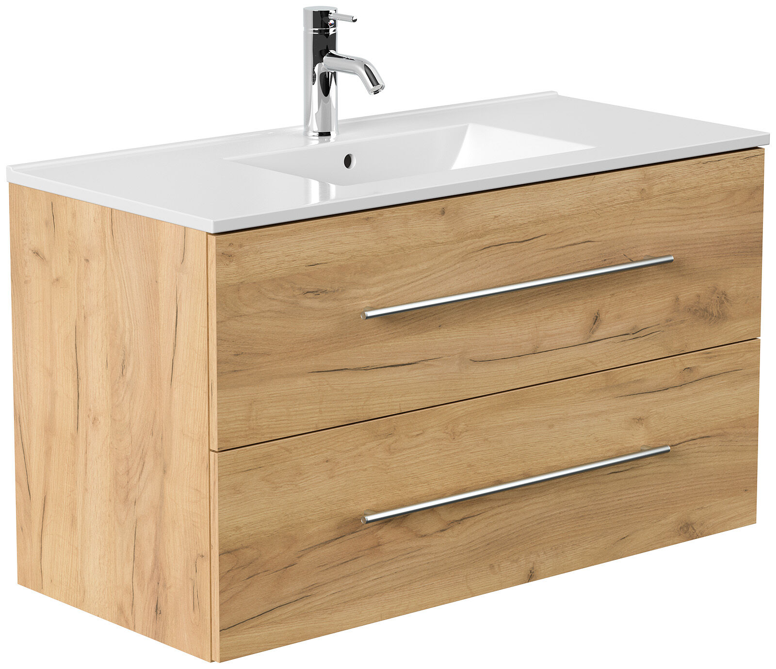 Badmöbel Set Firenze 100 3tlg. LED Spiegel und Seitenschrank grafit