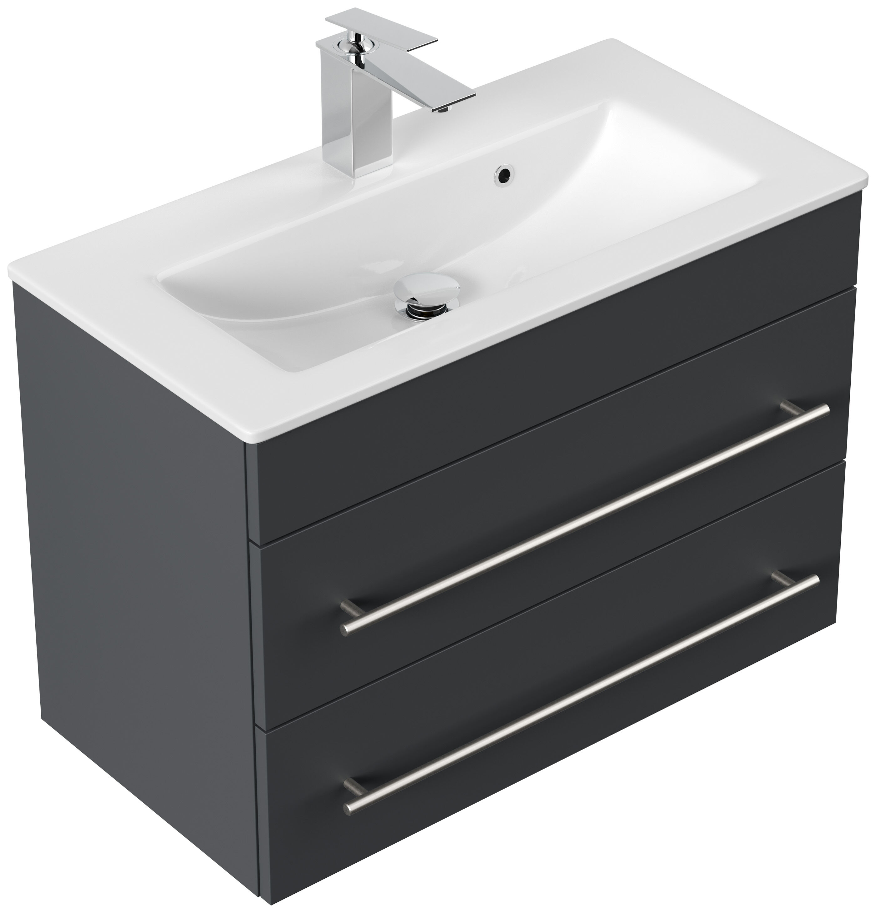 Badmöbel Mars 700 2-teilig mit LED Spiegel SlimLine grafit